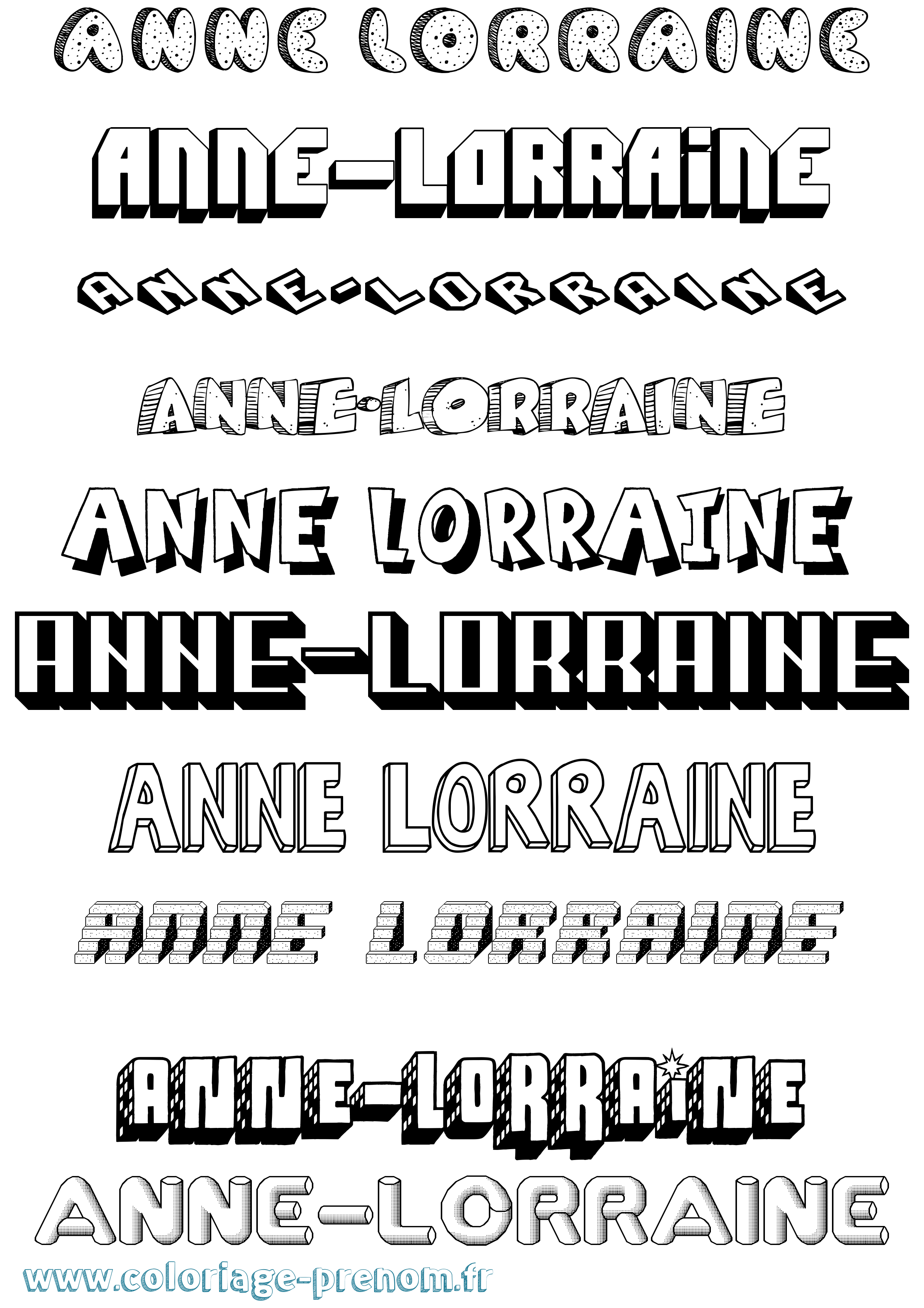 Coloriage prénom Anne-Lorraine Effet 3D