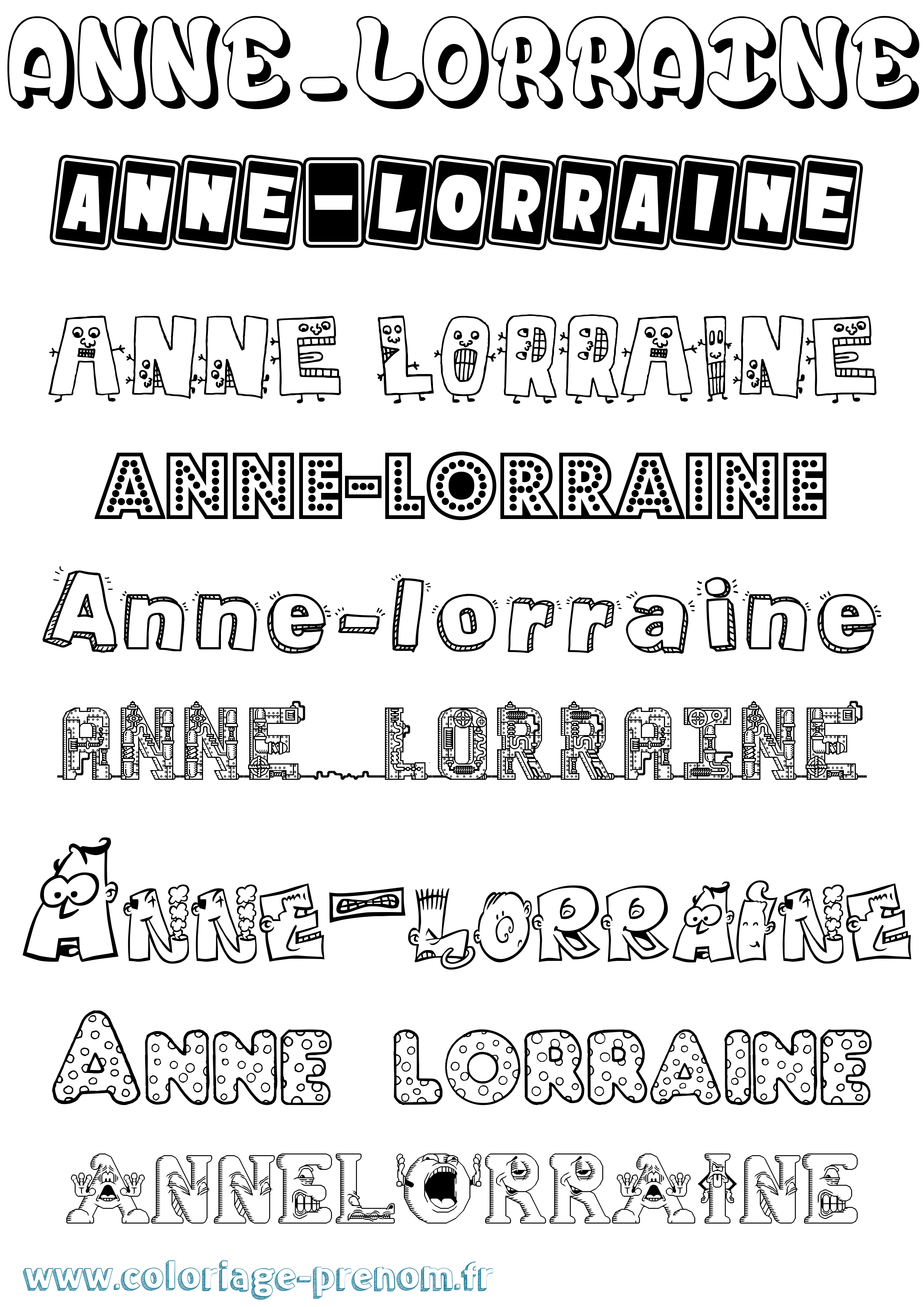 Coloriage prénom Anne-Lorraine Fun