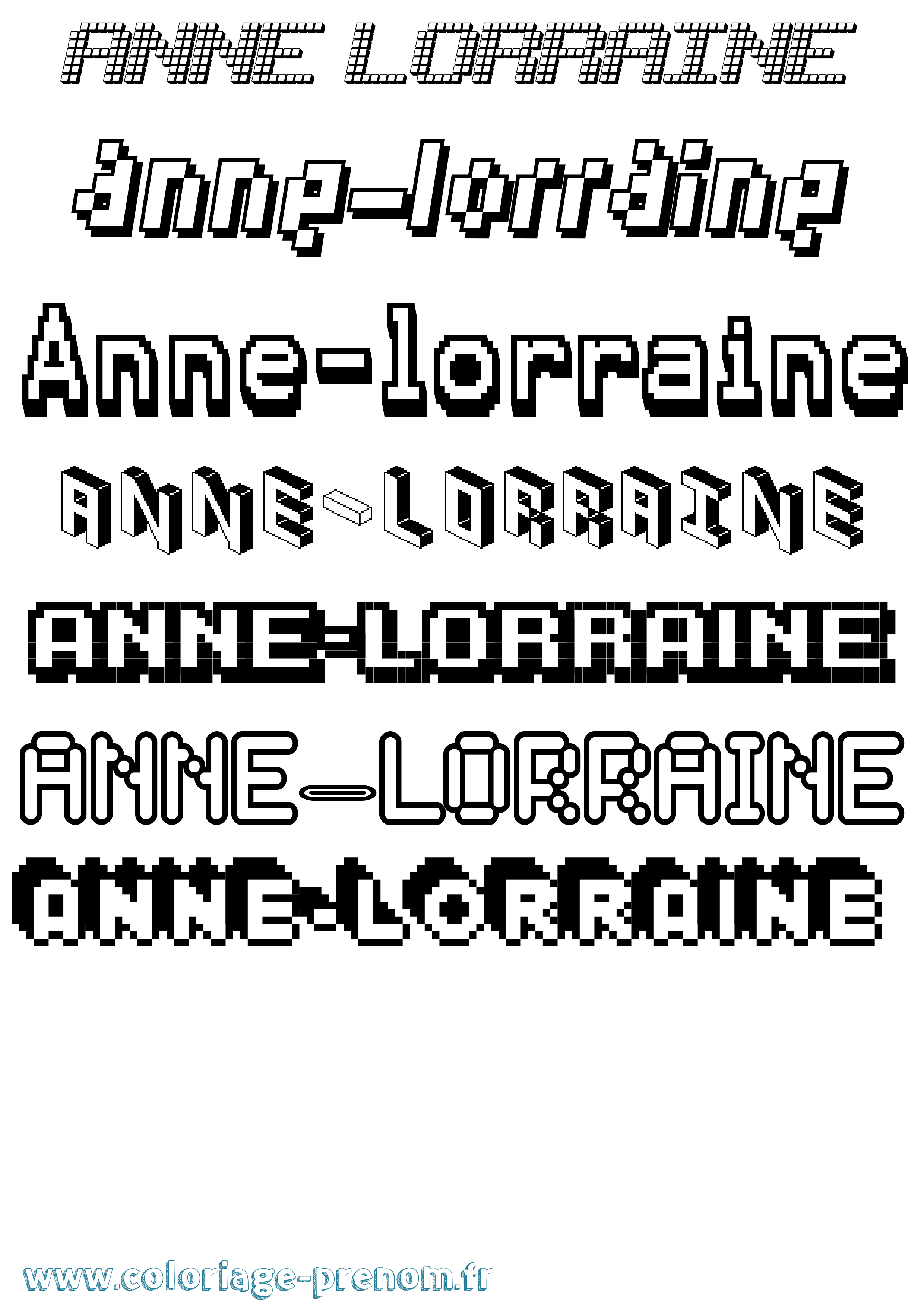 Coloriage prénom Anne-Lorraine Pixel