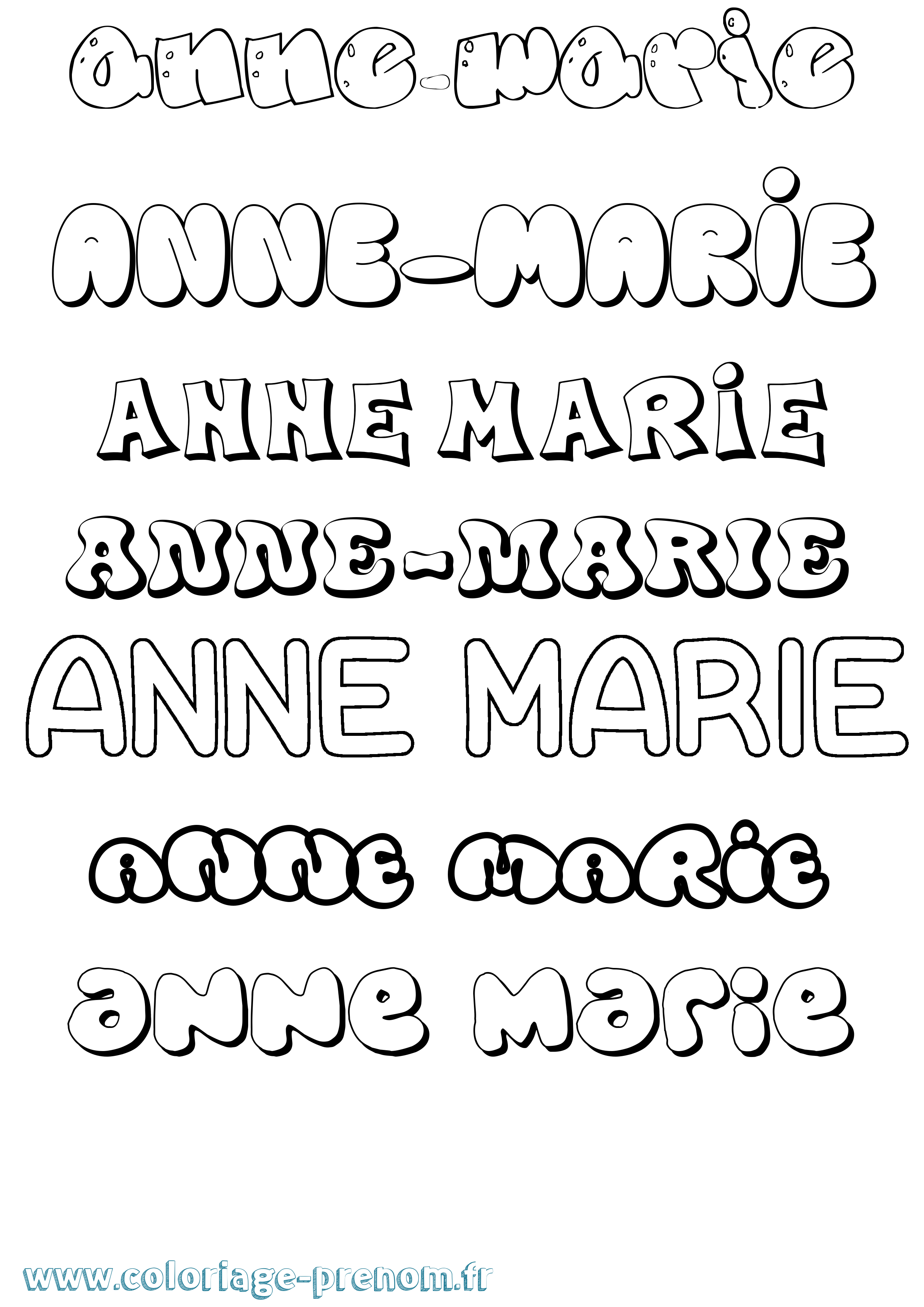 Coloriage Anne-Marie Bubble Coloriage prénom Anne-Marie Bubble