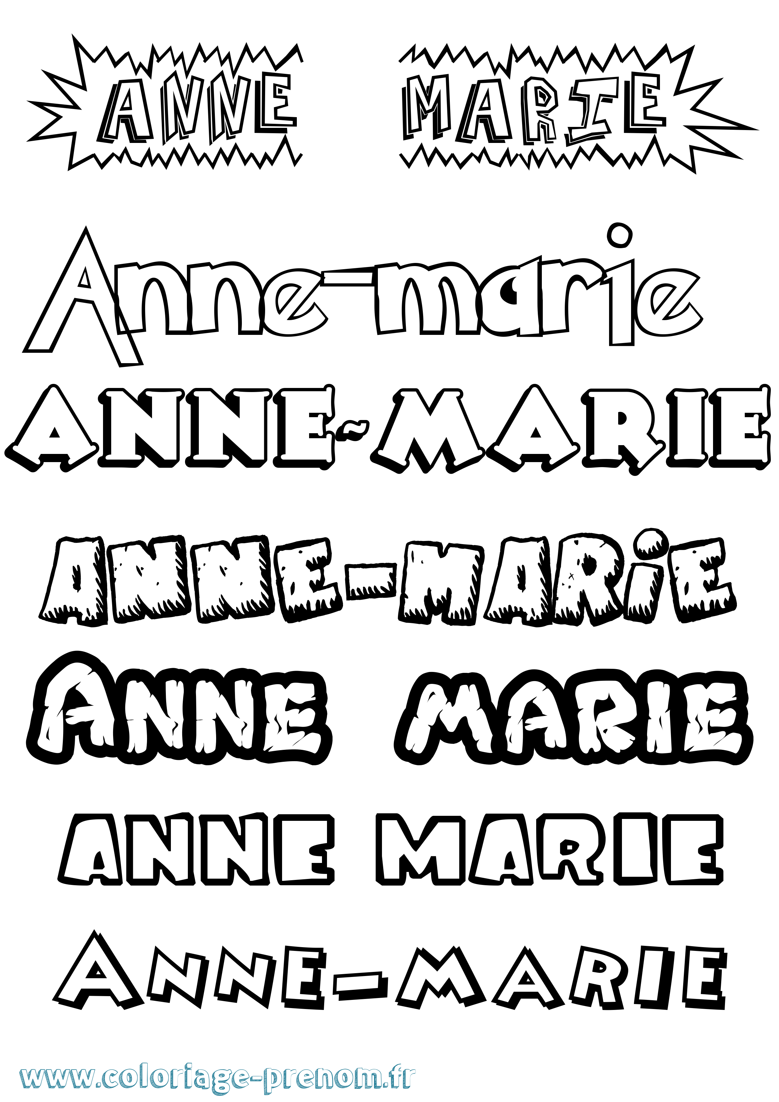 Coloriage Anne-Marie Dessin Animé Coloriage prénom Anne-Marie Dessin Animé