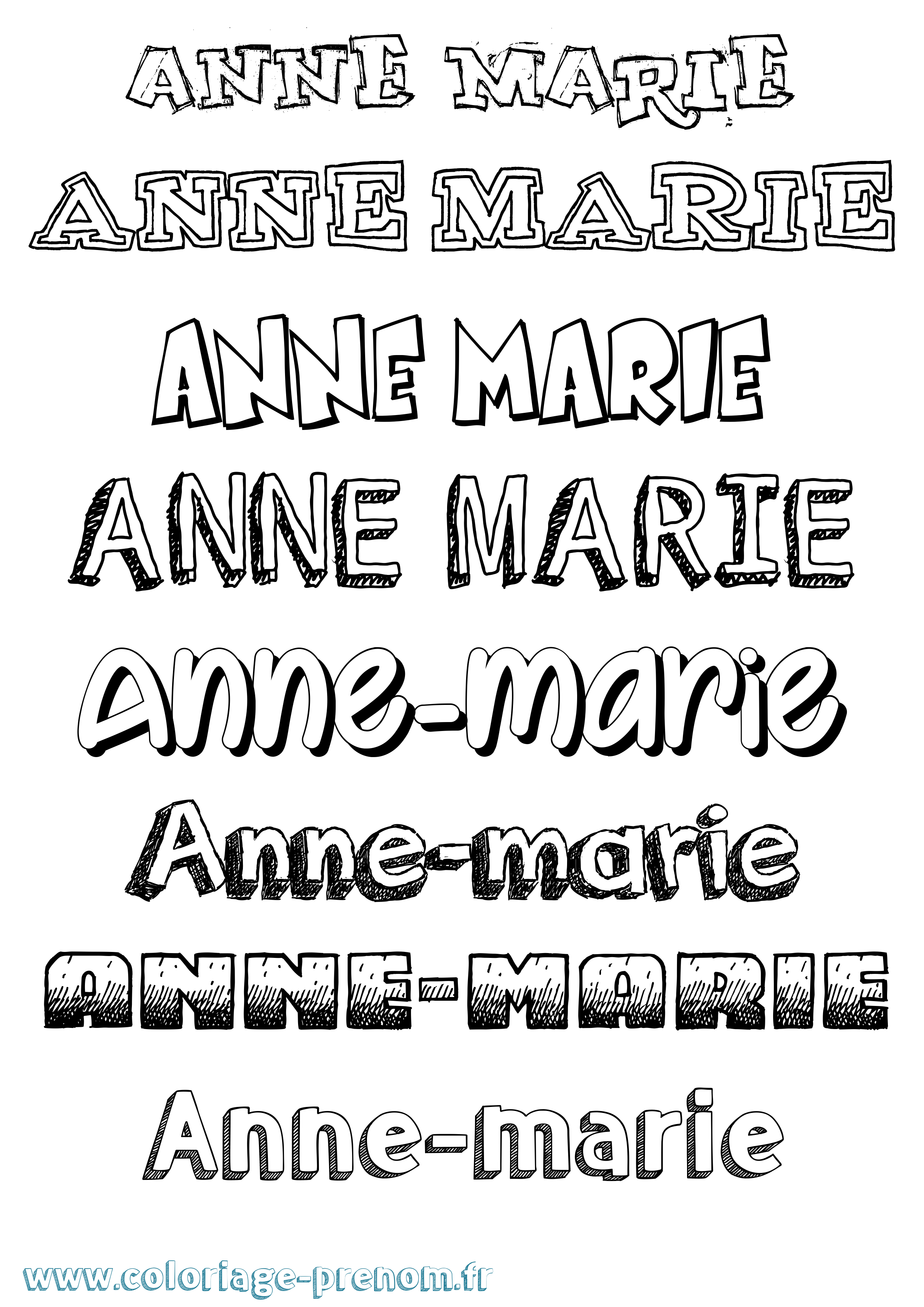 Coloriage Anne-Marie Dessiné Coloriage prénom Anne-Marie Dessiné