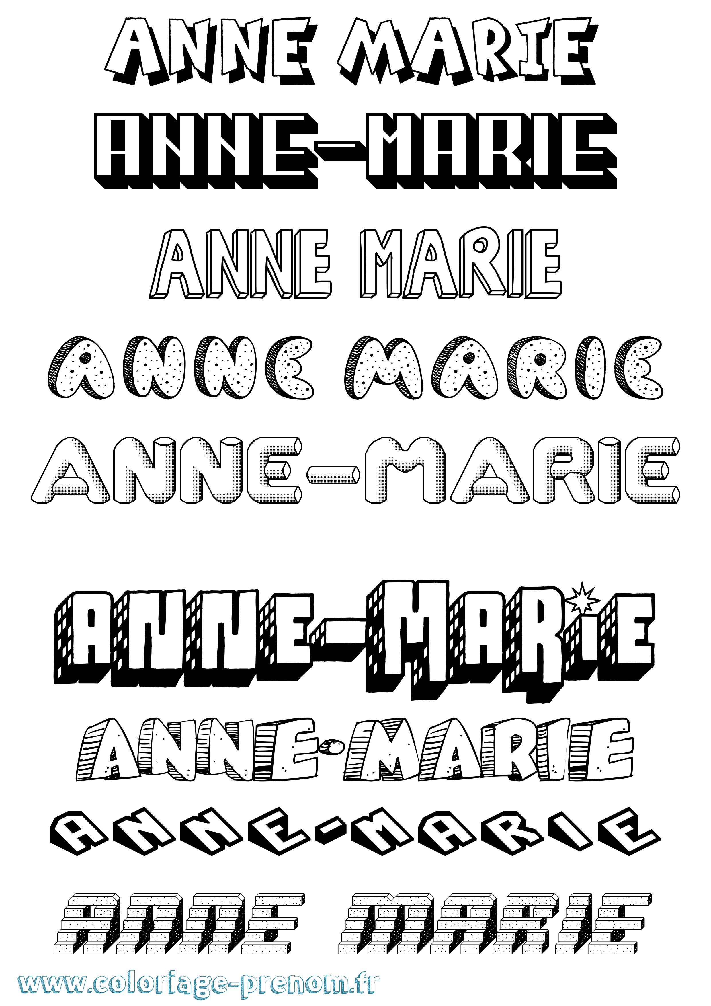 Coloriage Anne-Marie Effet 3D Coloriage prénom Anne-Marie Effet 3D
