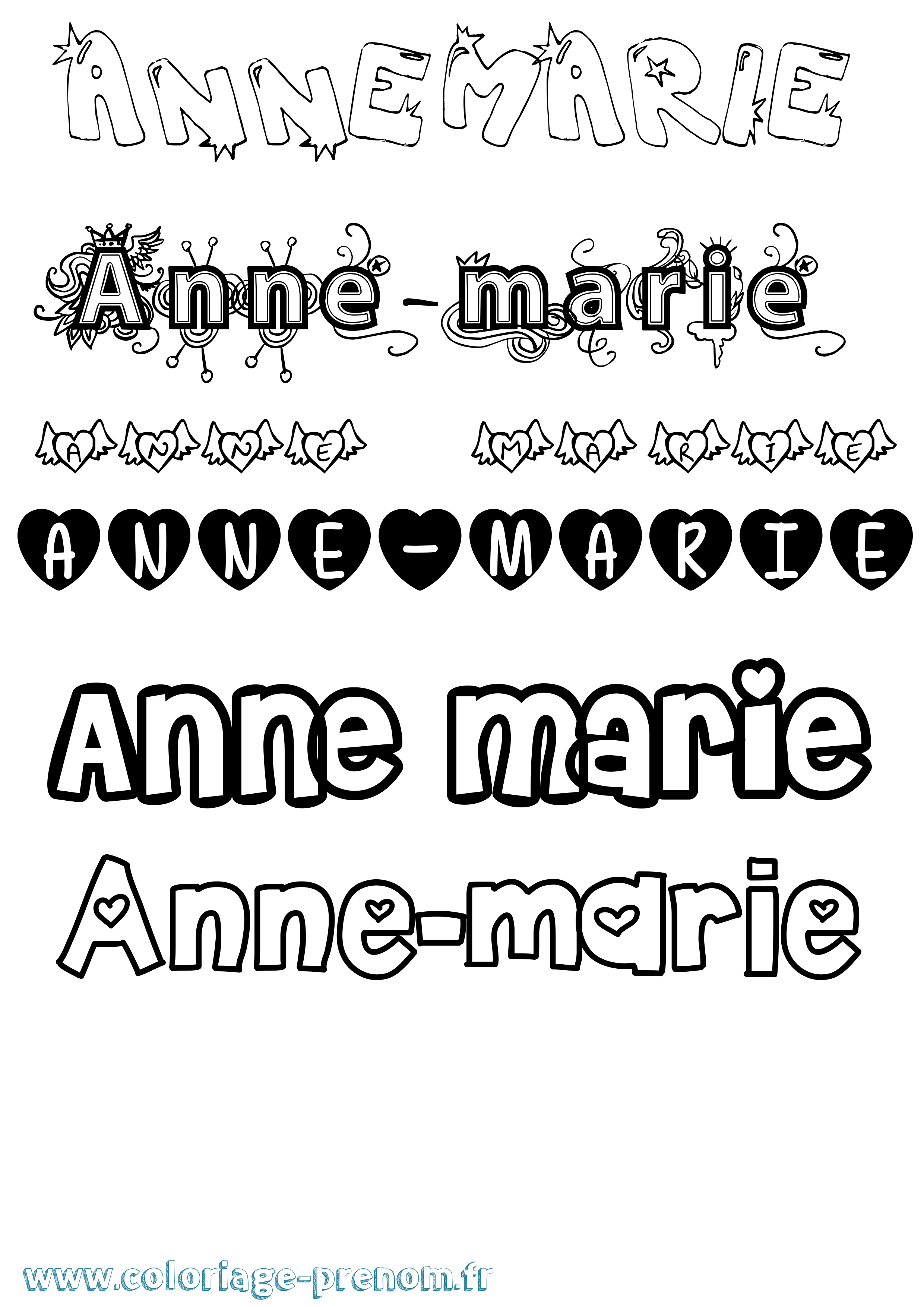 Coloriage Anne-Marie Girly Coloriage prénom Anne-Marie Girly