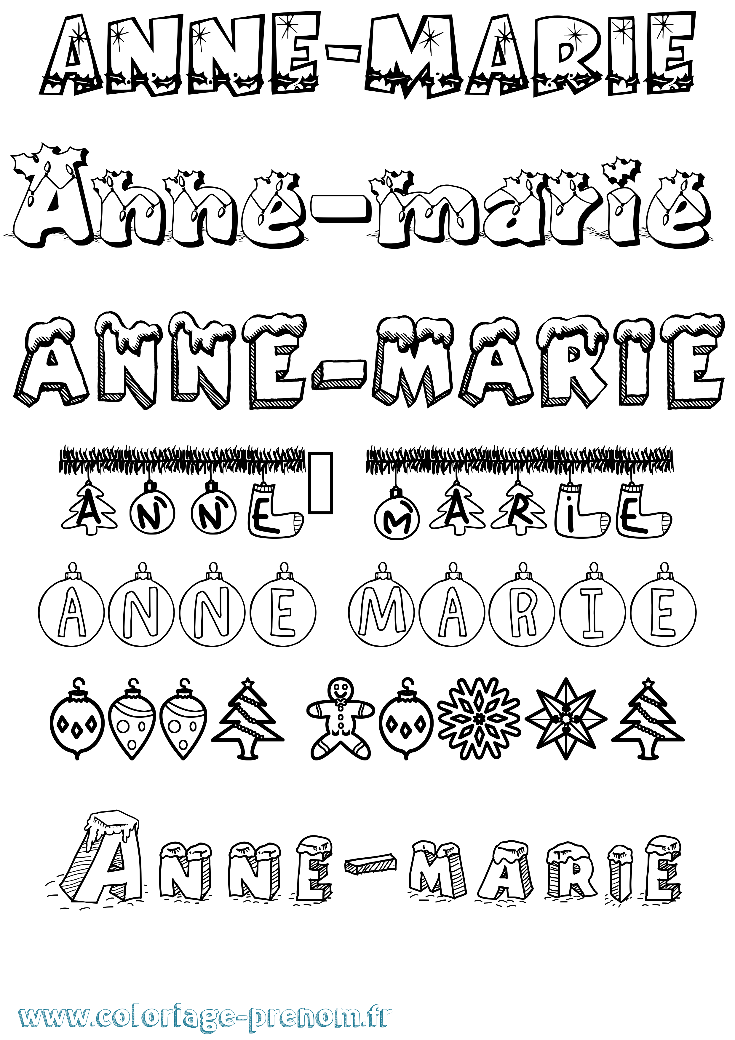 Coloriage Anne-Marie Noël Coloriage prénom Anne-Marie Noël