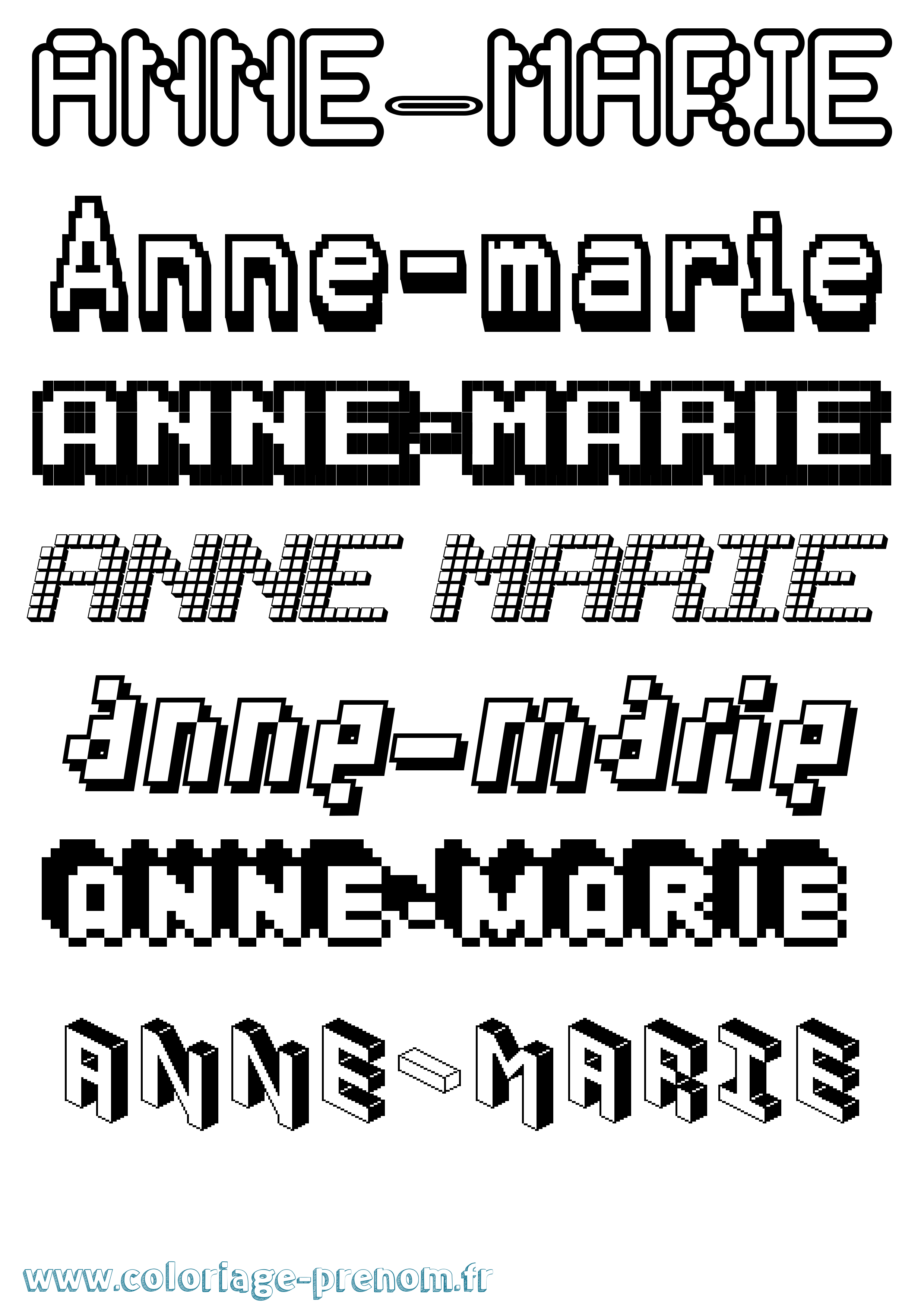 Coloriage Anne-Marie Pixel Coloriage prénom Anne-Marie Pixel
