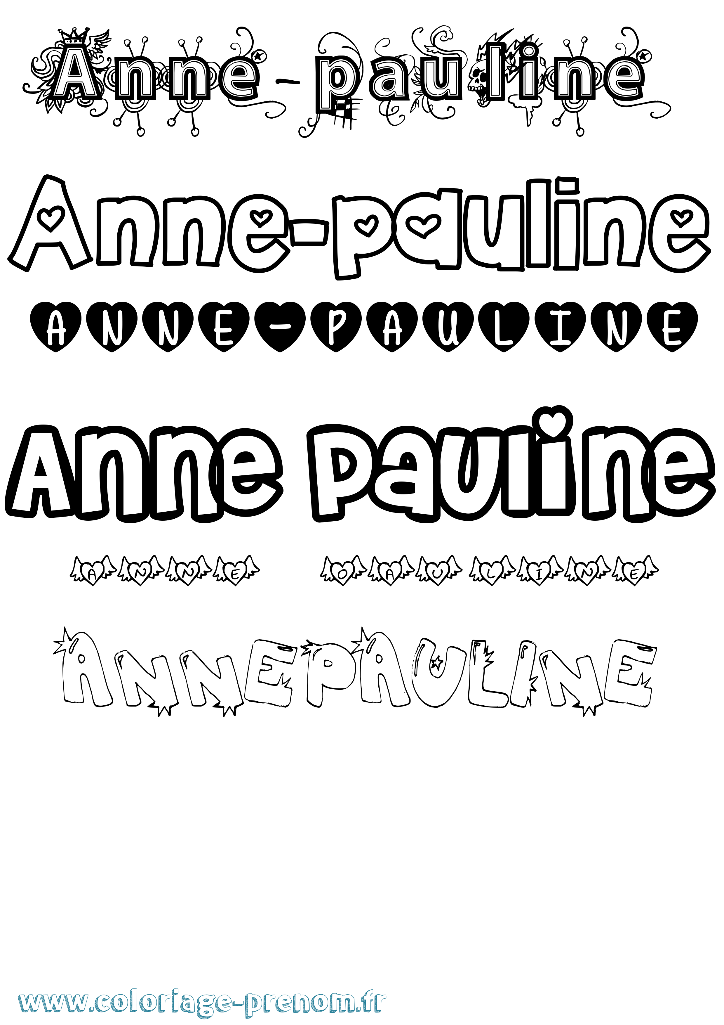 Coloriage prénom Anne-Pauline Girly