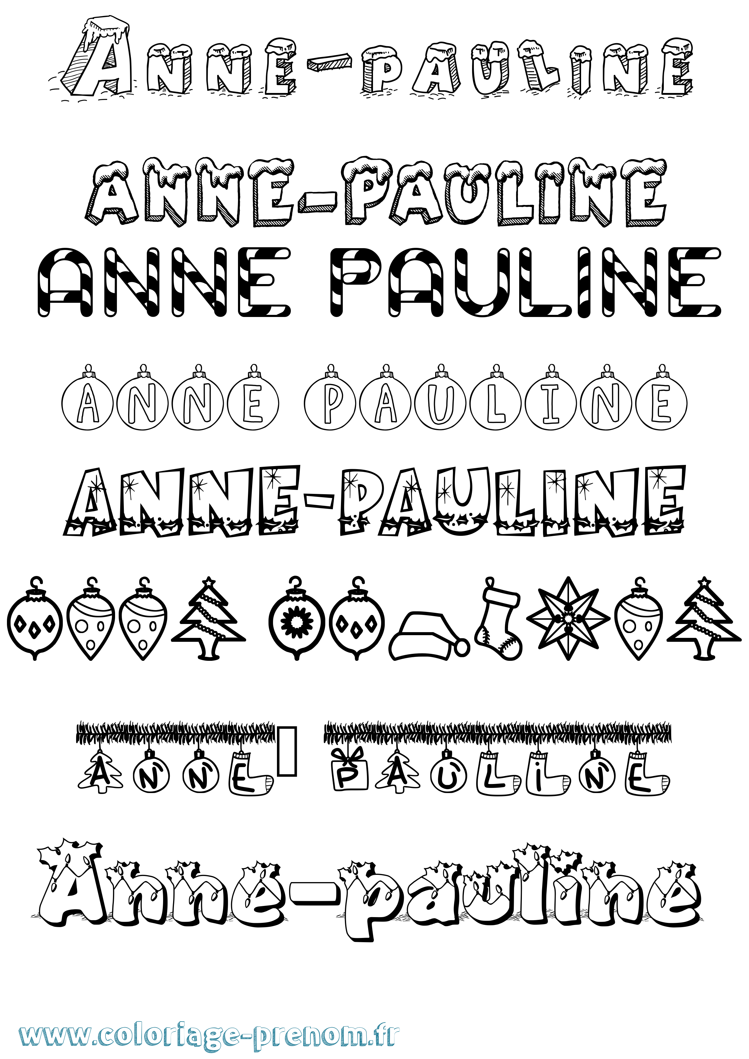 Coloriage prénom Anne-Pauline Noël