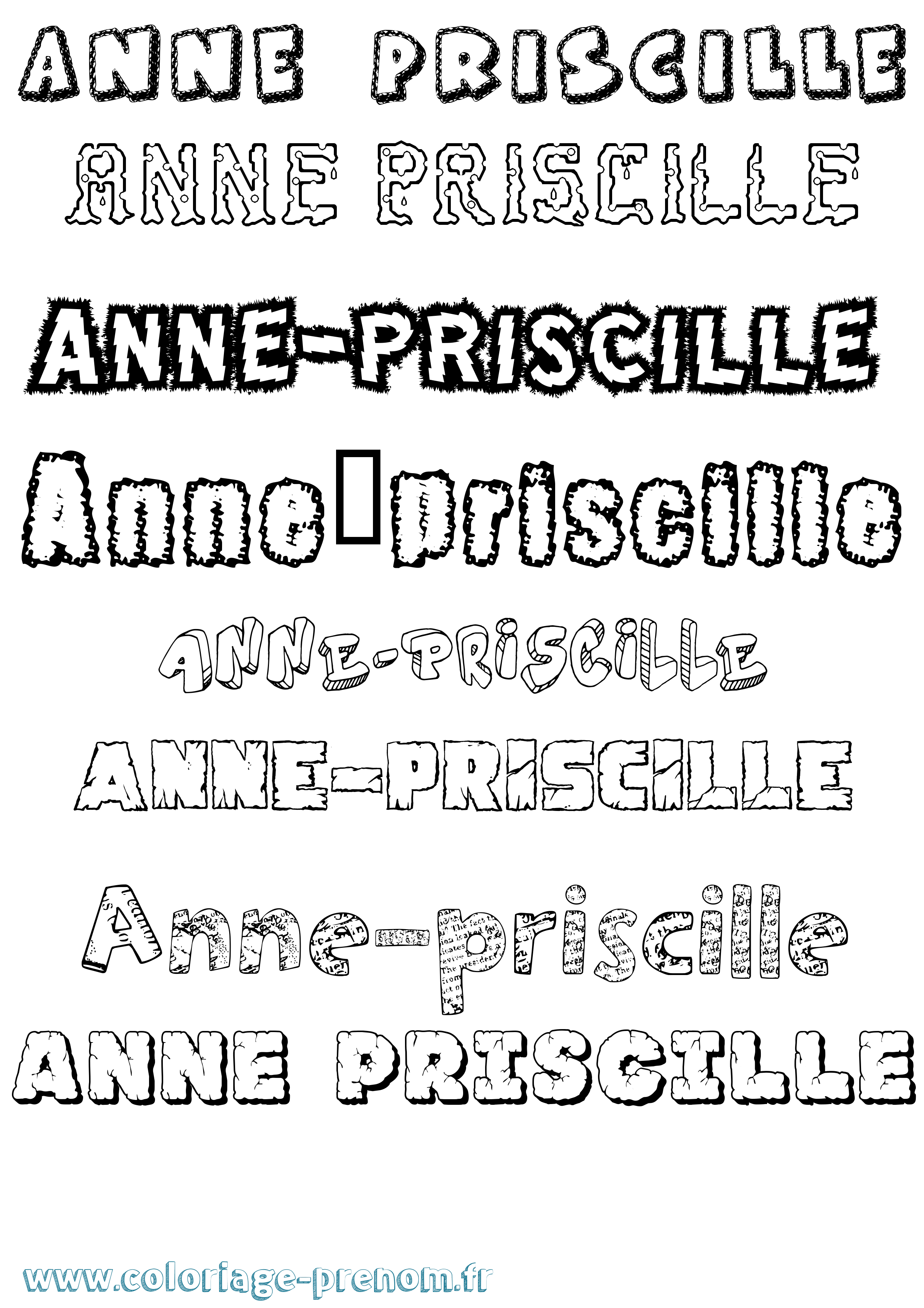 Coloriage prénom Anne-Priscille Destructuré