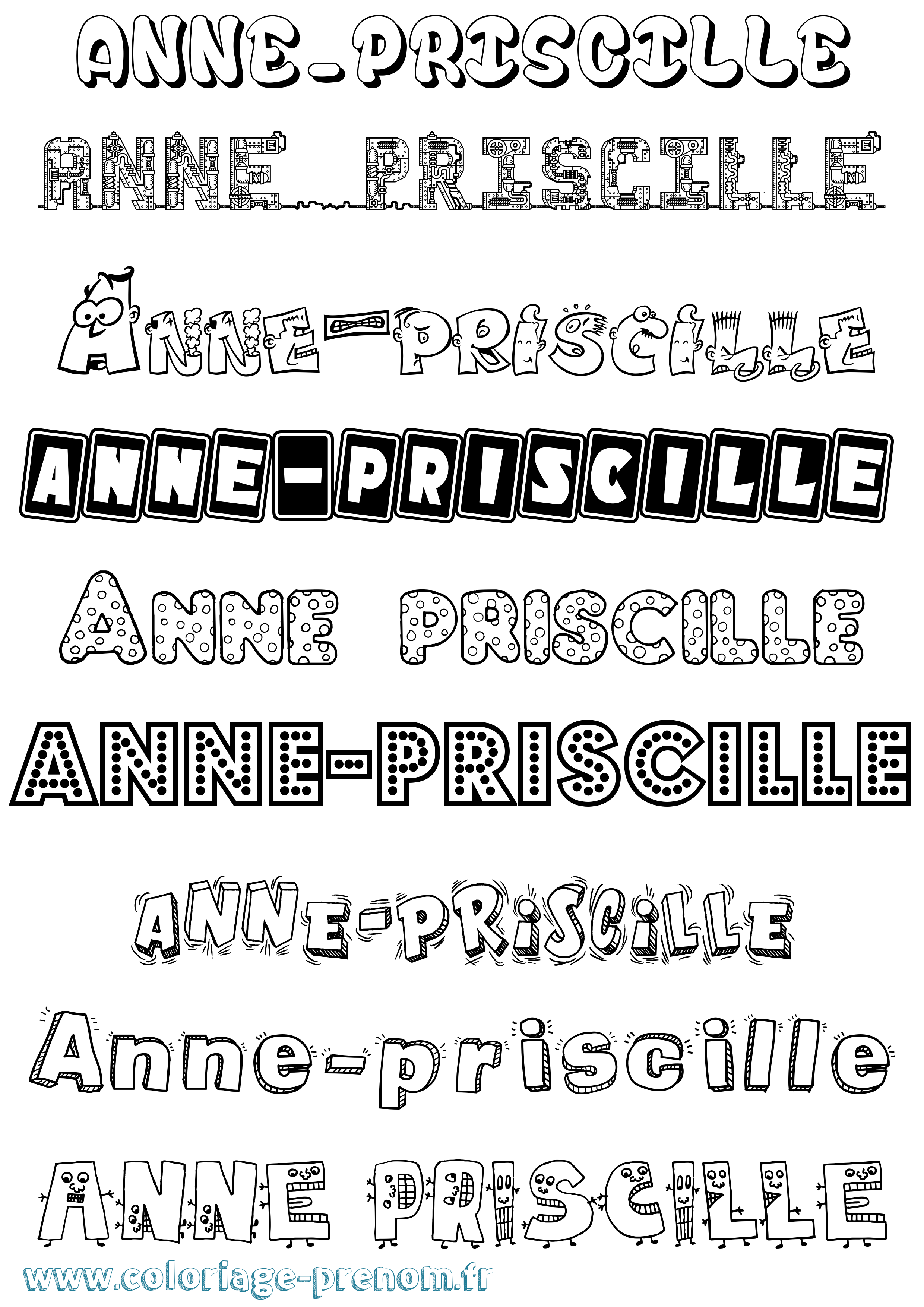 Coloriage prénom Anne-Priscille Fun