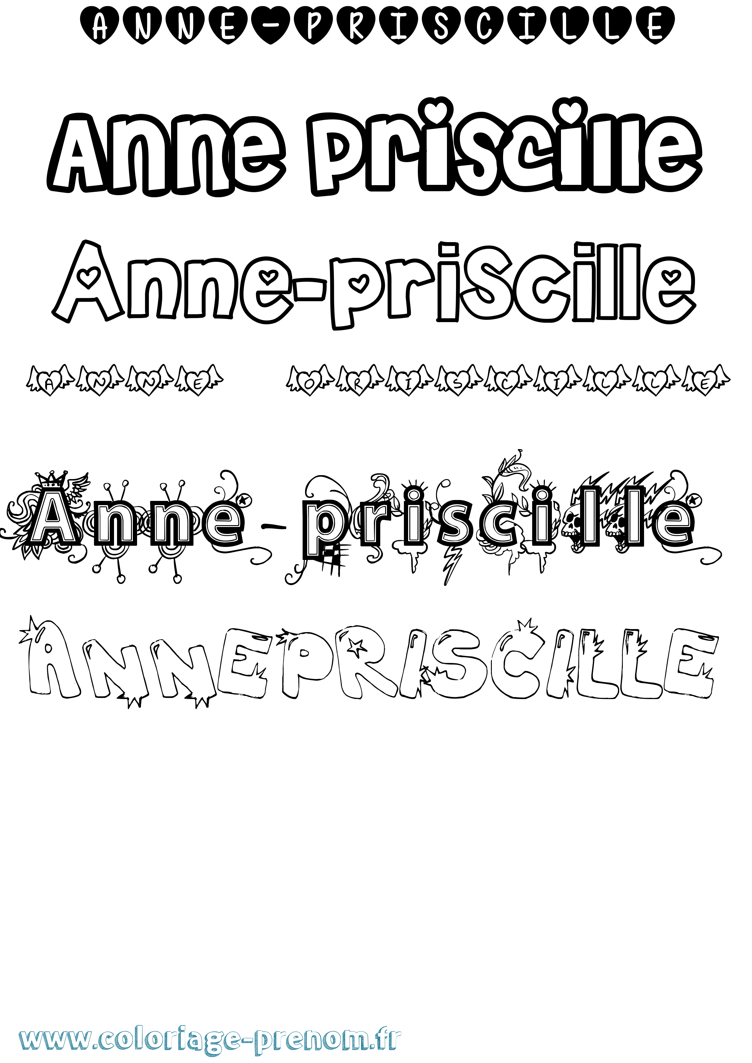 Coloriage prénom Anne-Priscille Girly