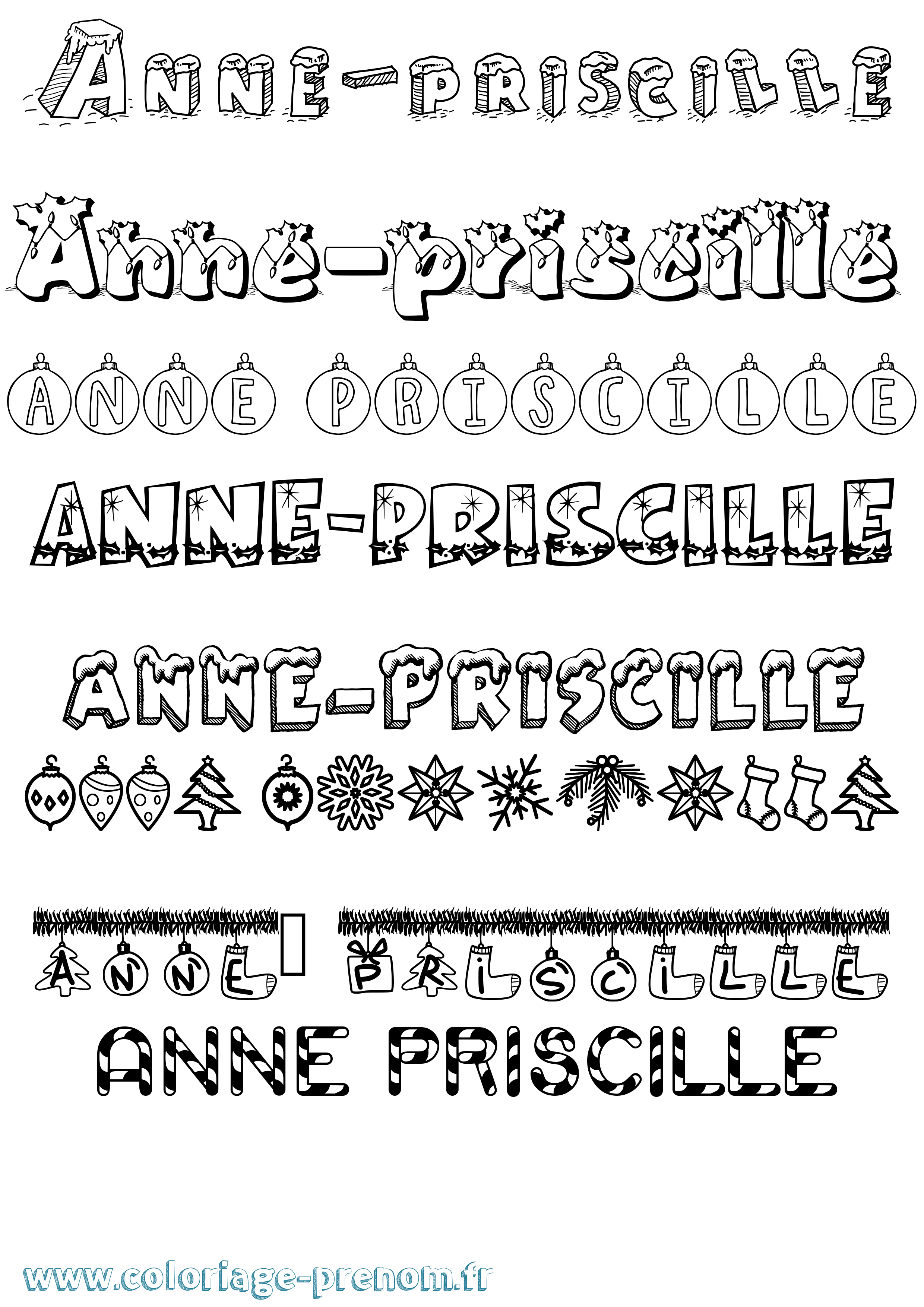 Coloriage prénom Anne-Priscille Noël
