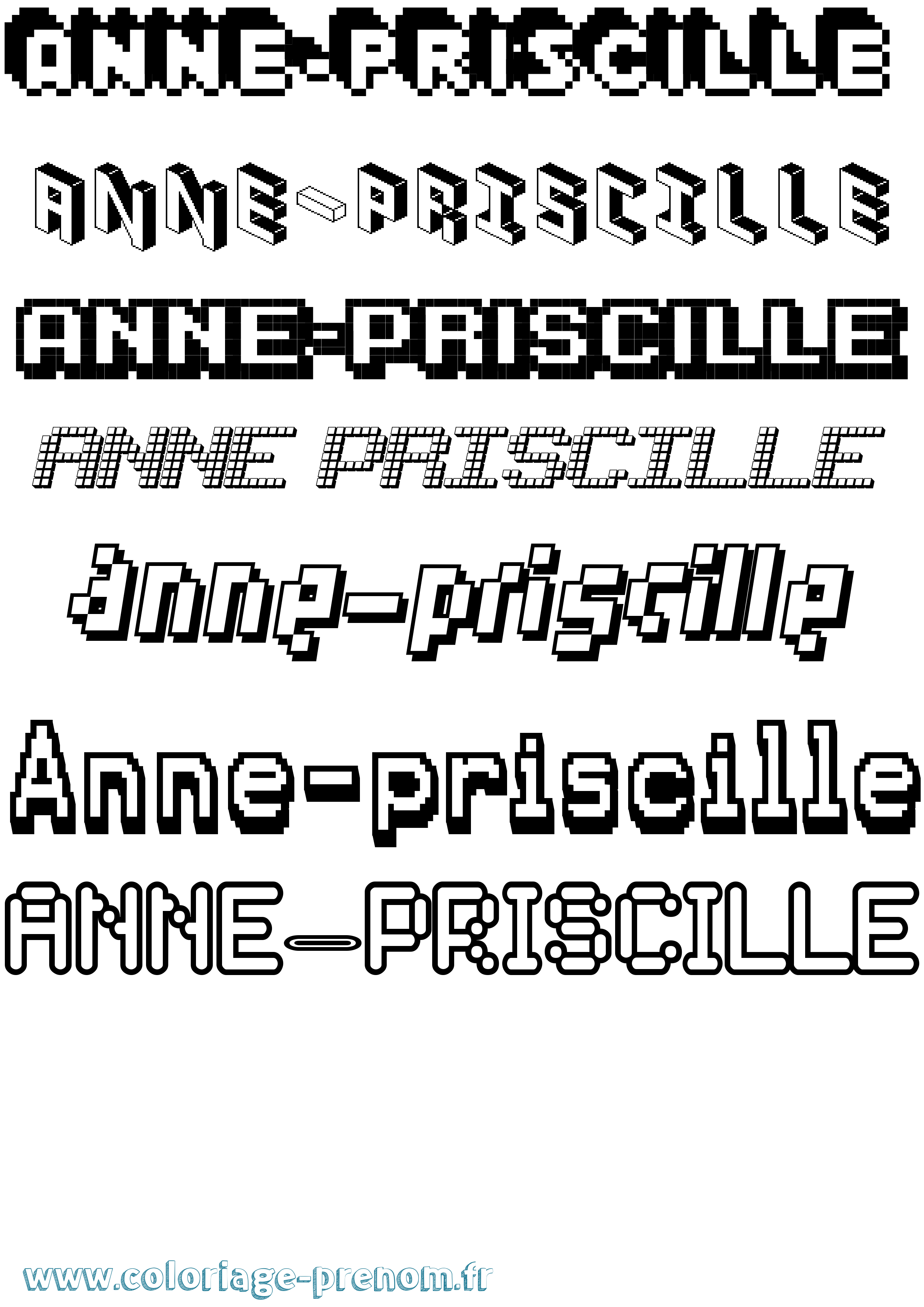 Coloriage prénom Anne-Priscille Pixel