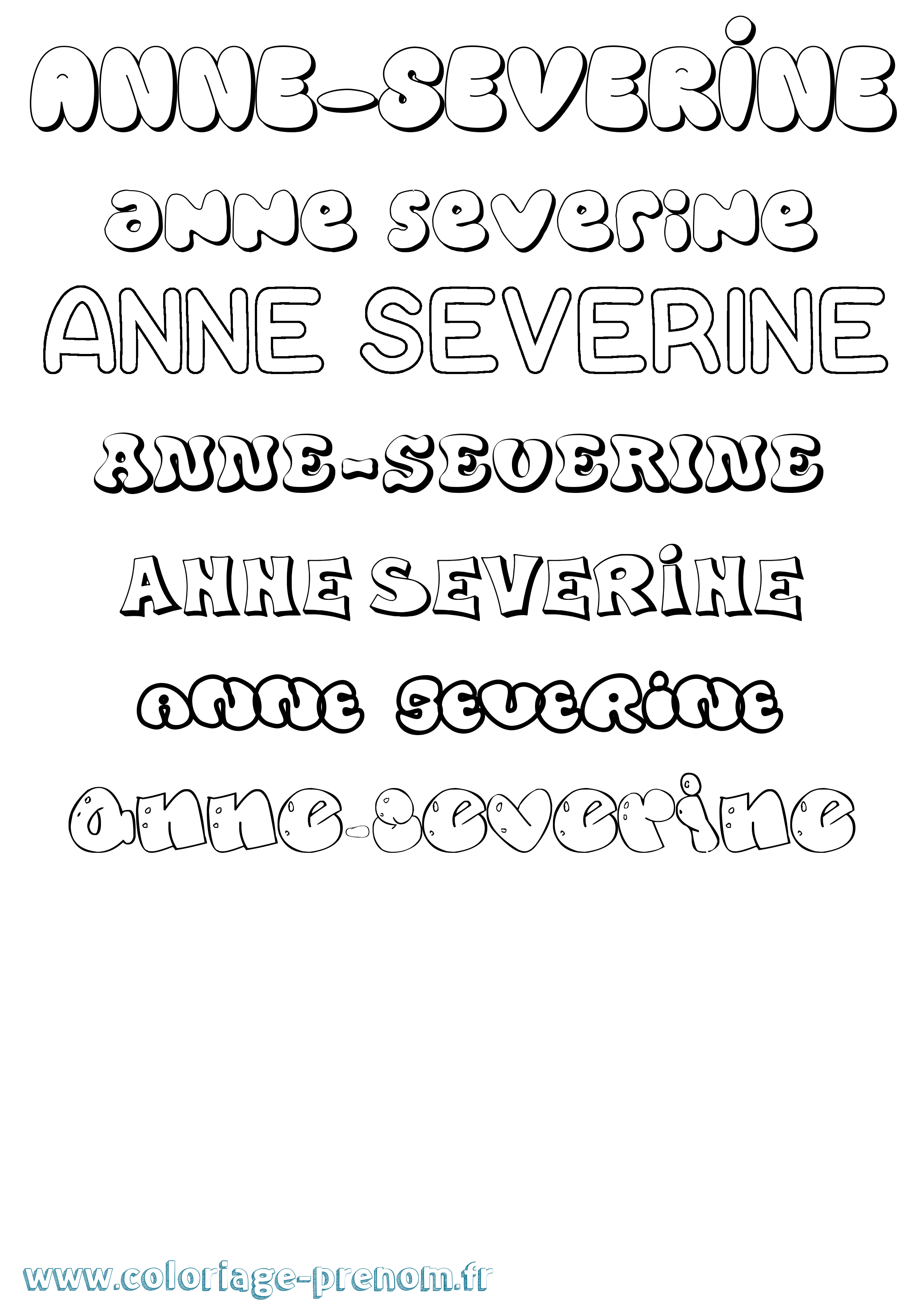 Coloriage prénom Anne-Severine Bubble