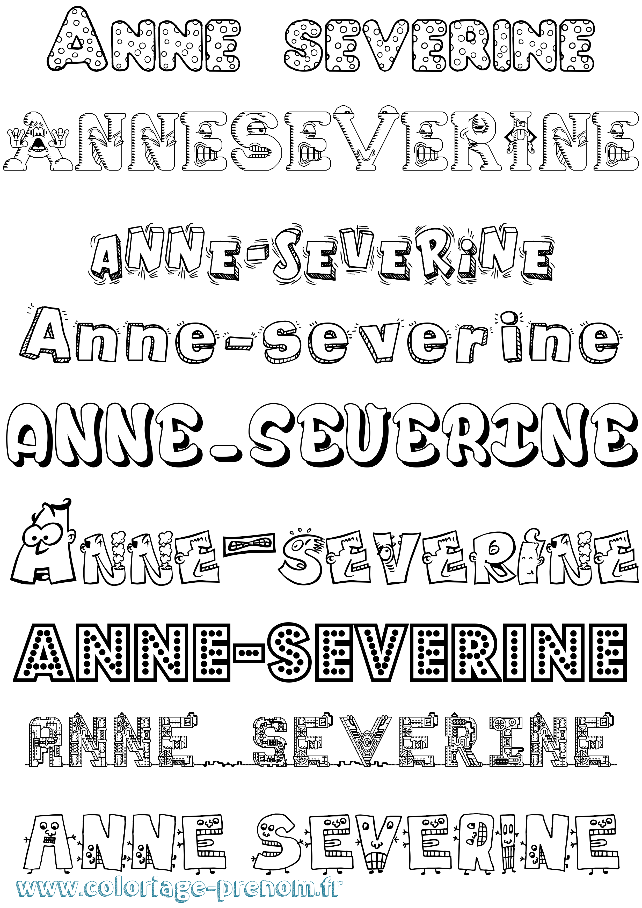Coloriage prénom Anne-Severine Fun