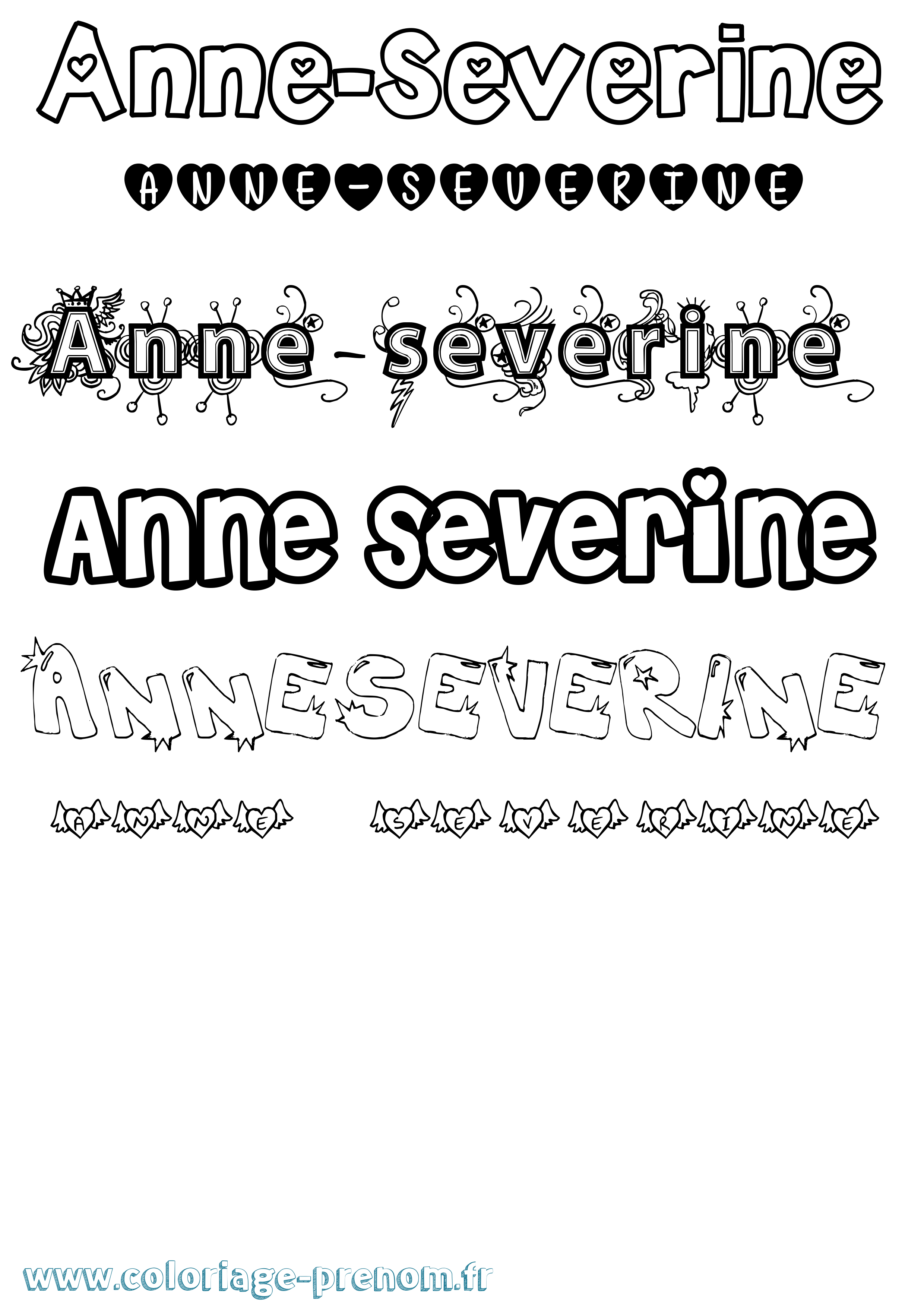 Coloriage prénom Anne-Severine Girly
