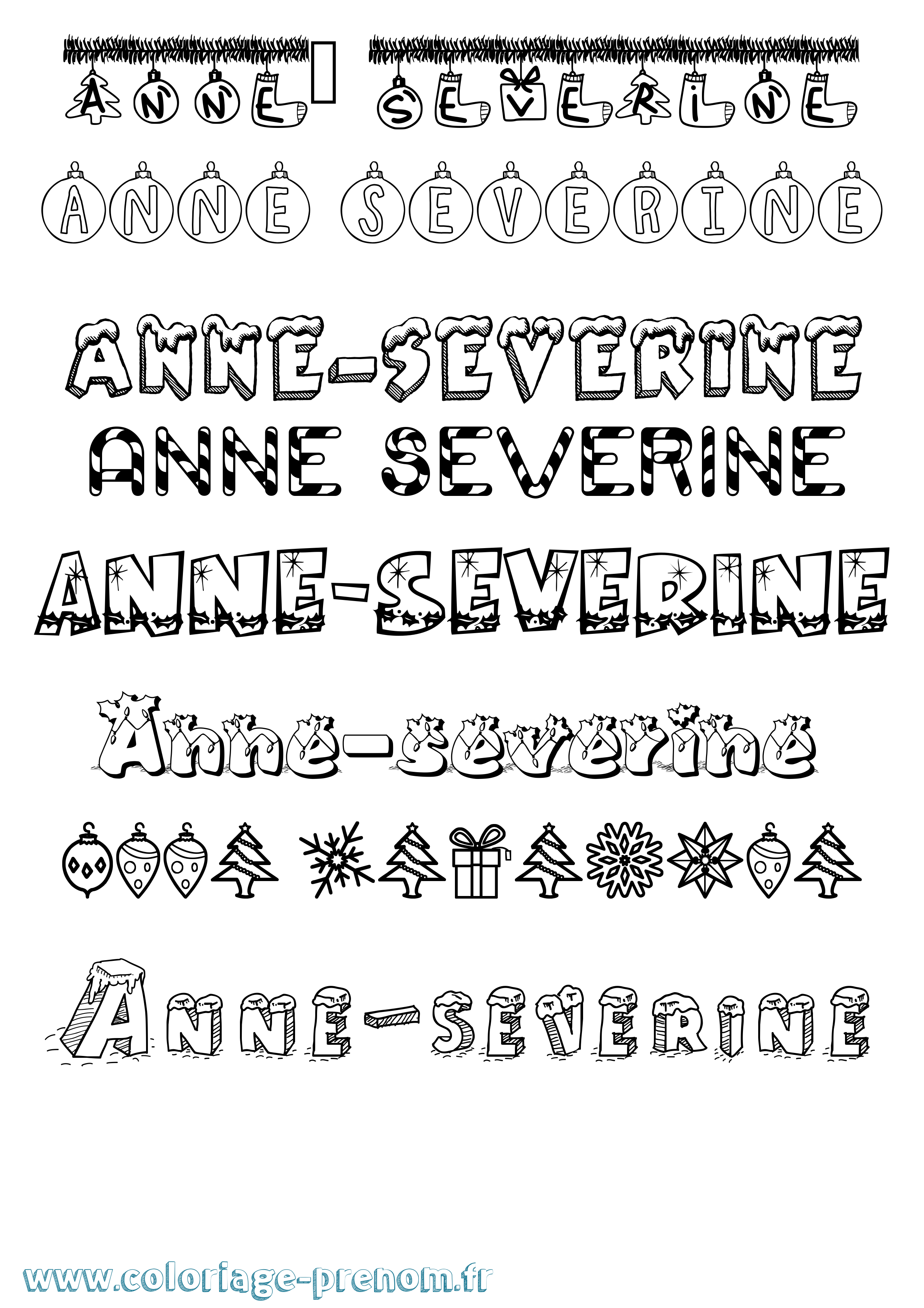 Coloriage prénom Anne-Severine Noël