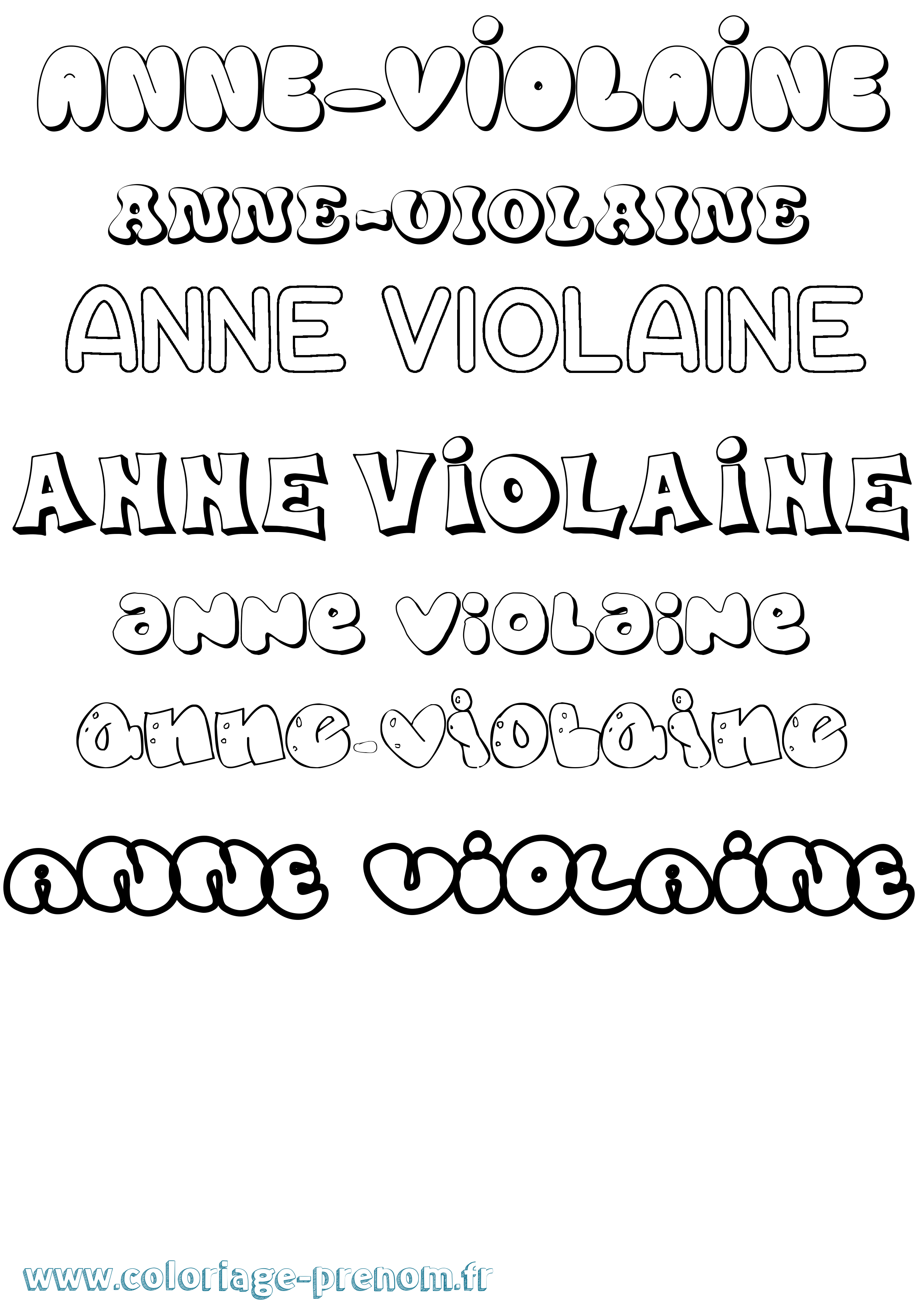 Coloriage prénom Anne-Violaine Bubble