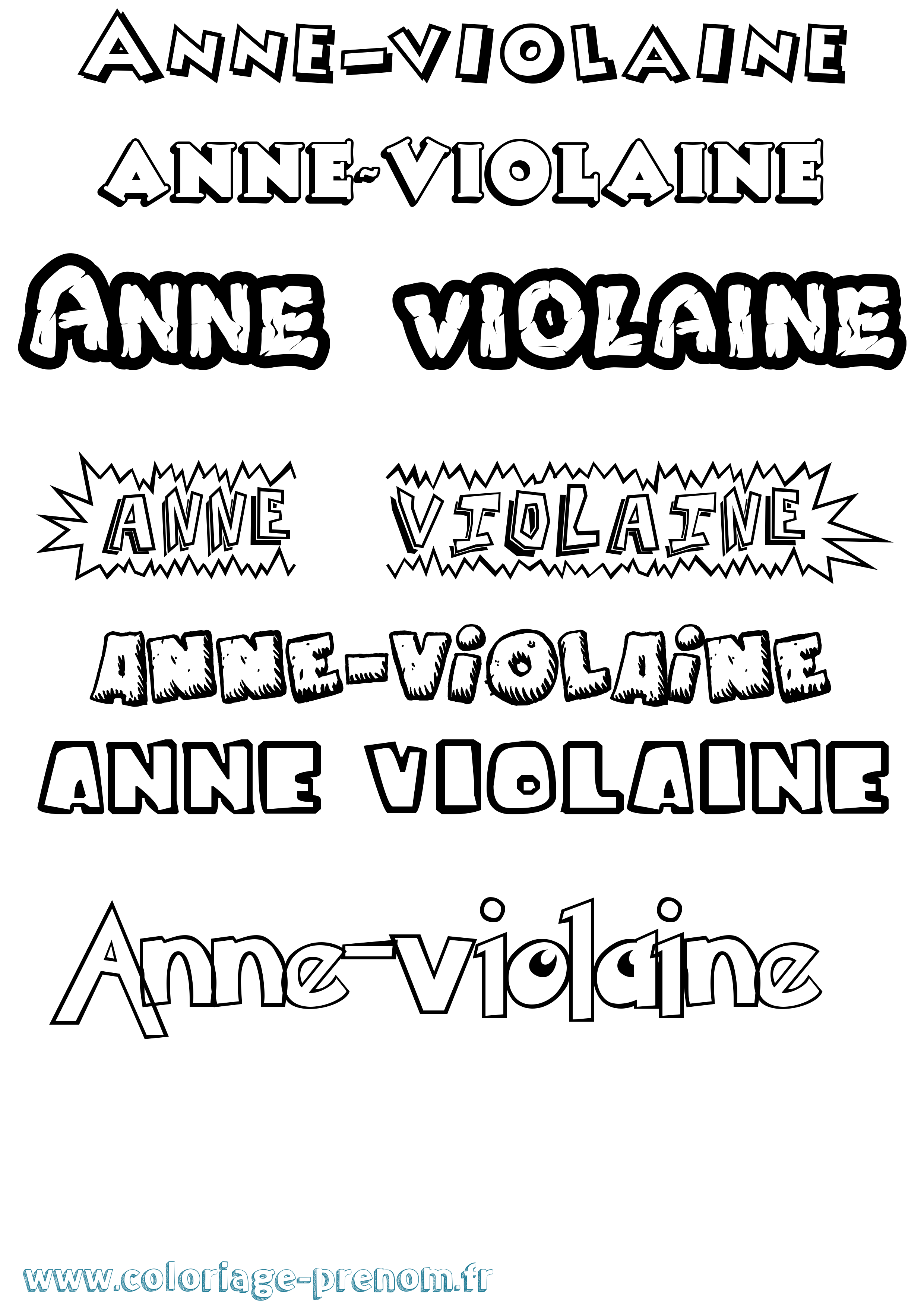 Coloriage prénom Anne-Violaine Dessin Animé