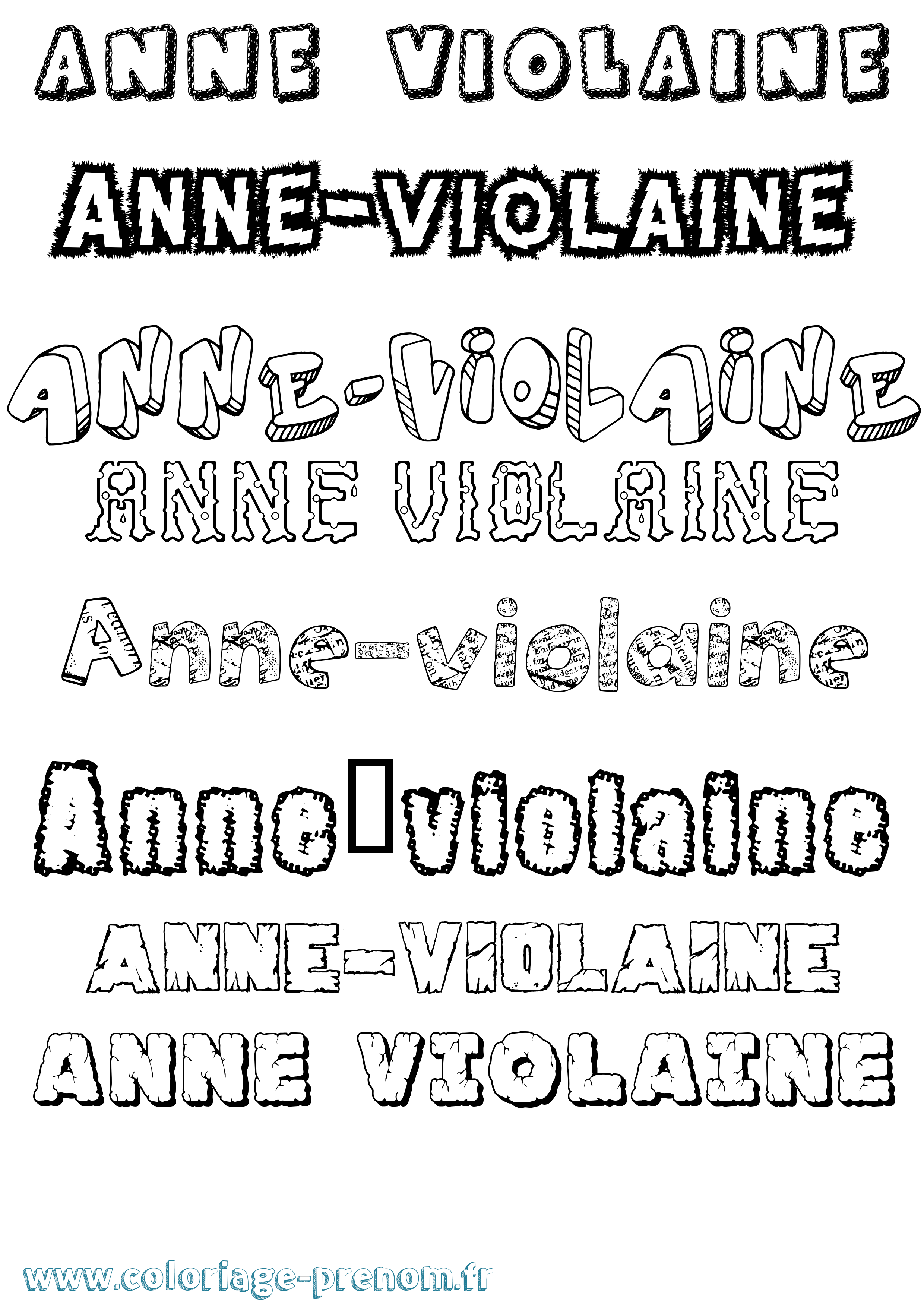 Coloriage prénom Anne-Violaine Destructuré