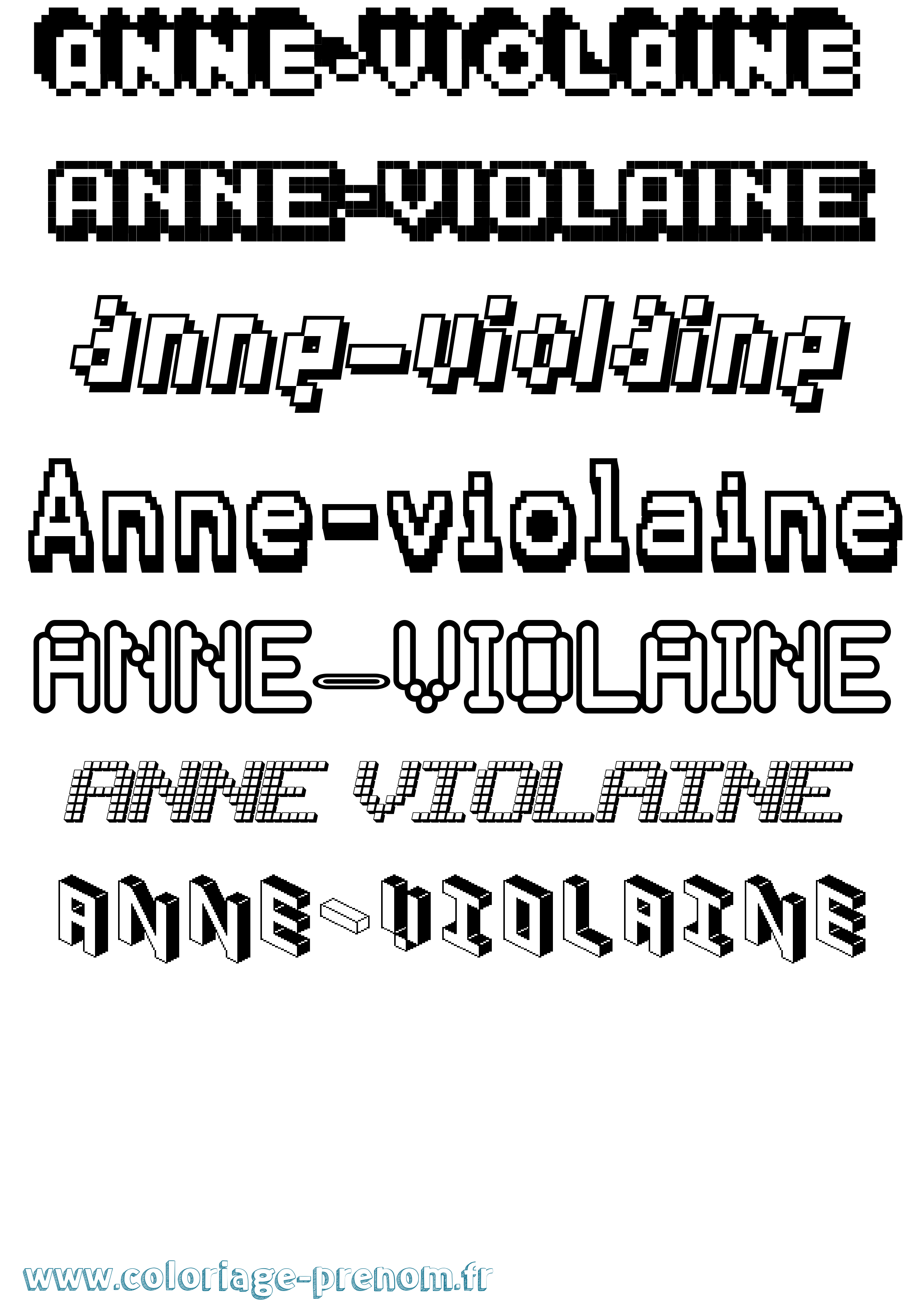 Coloriage prénom Anne-Violaine Pixel