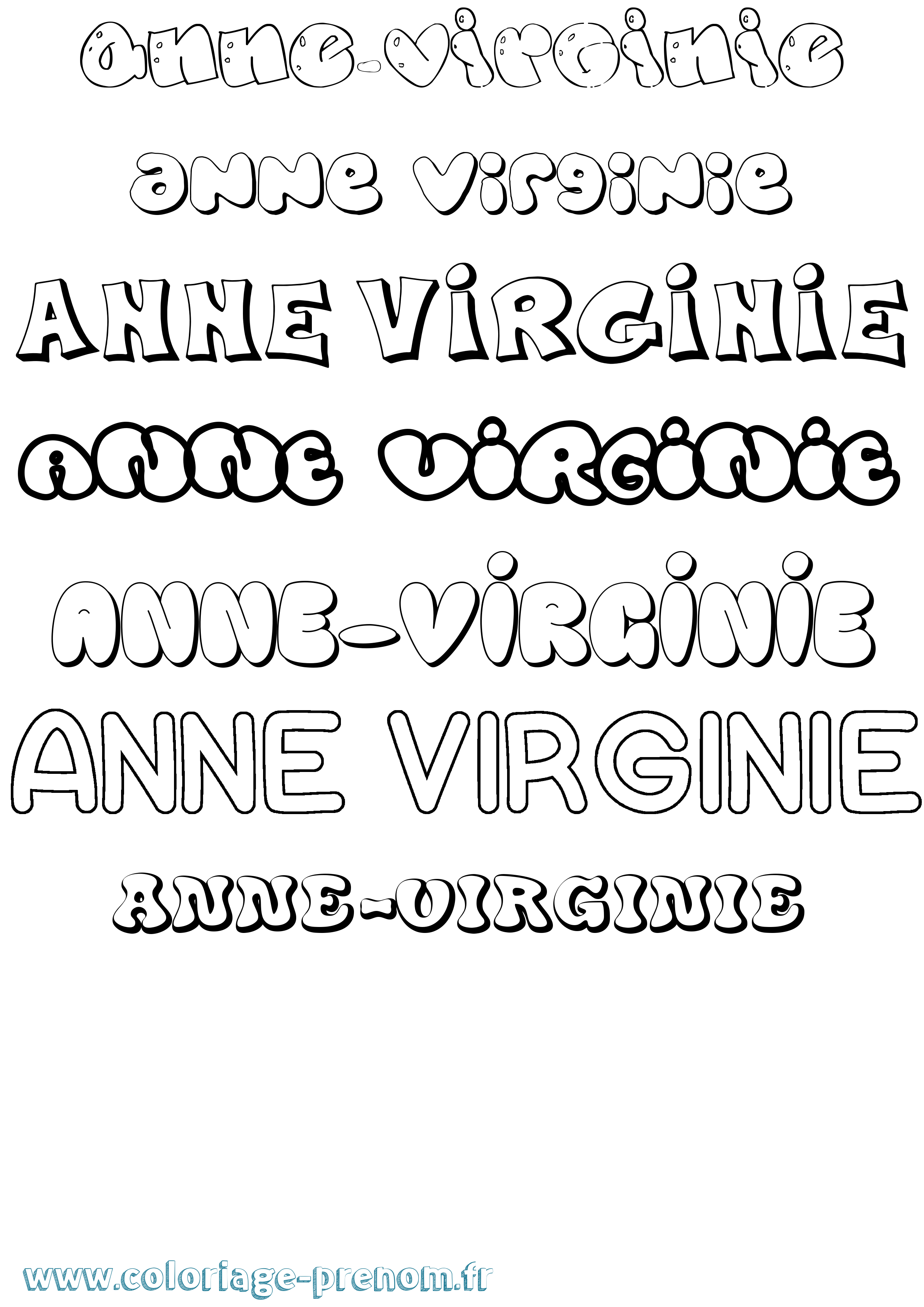 Coloriage prénom Anne-Virginie Bubble