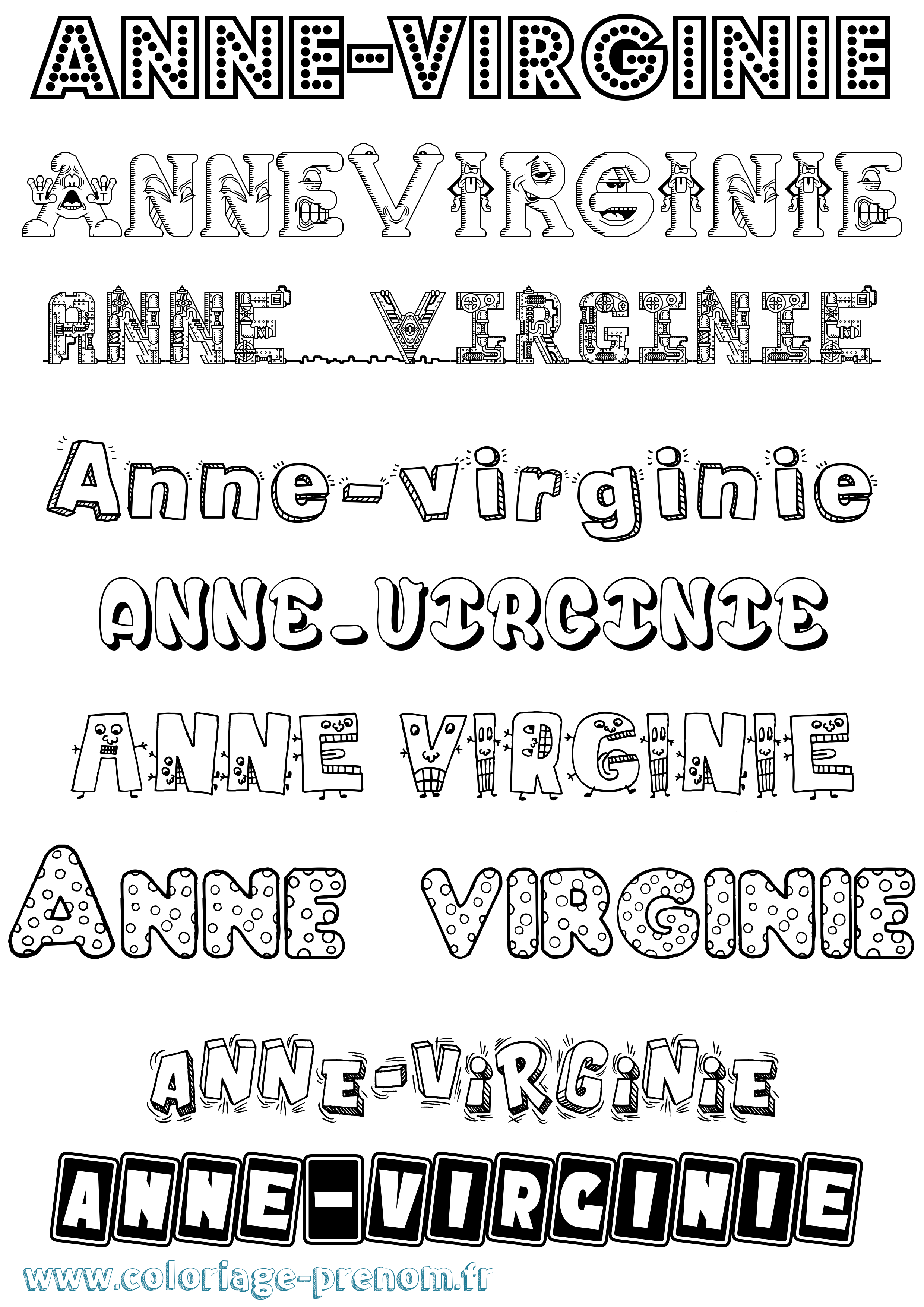 Coloriage prénom Anne-Virginie Fun