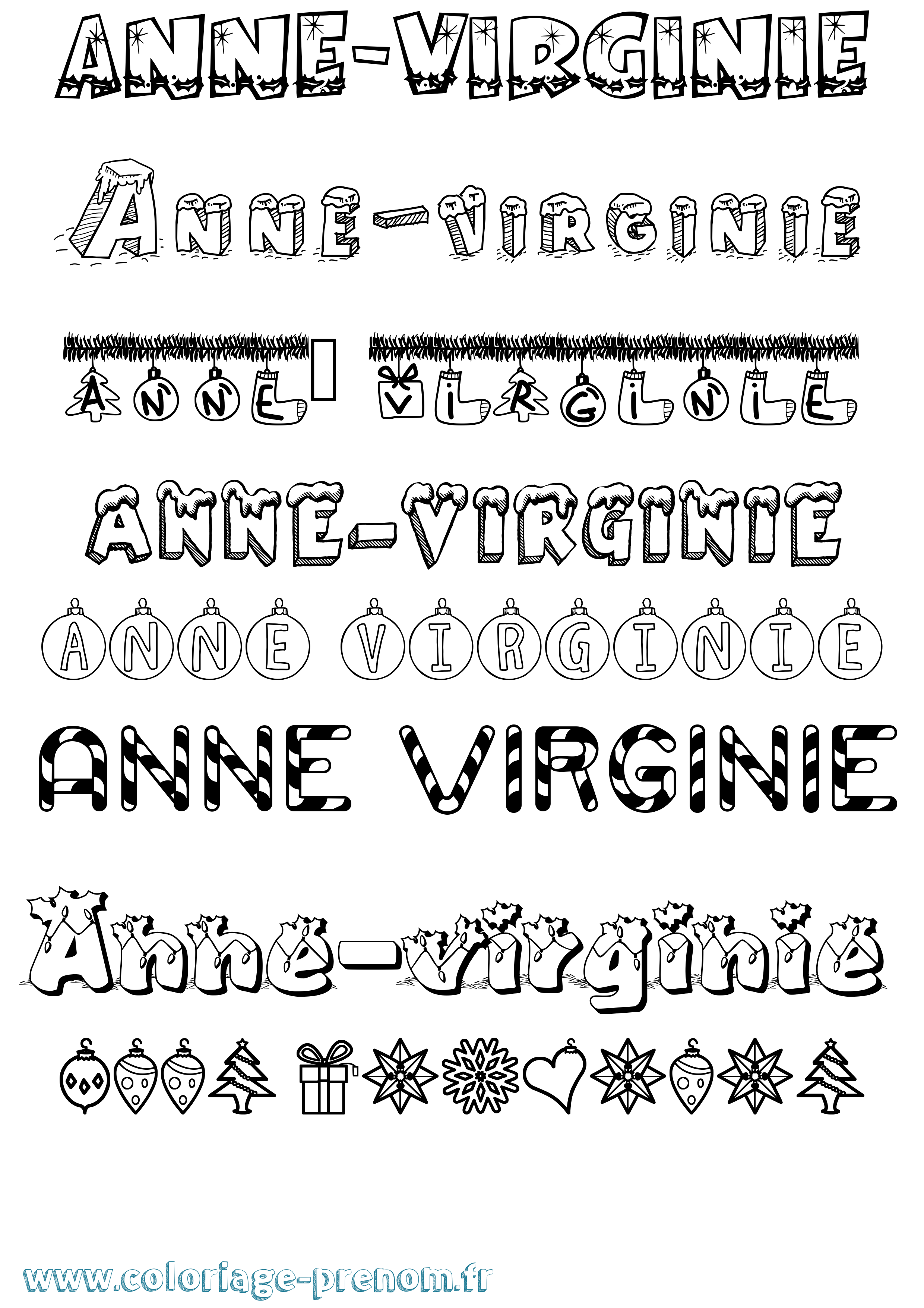 Coloriage prénom Anne-Virginie Noël