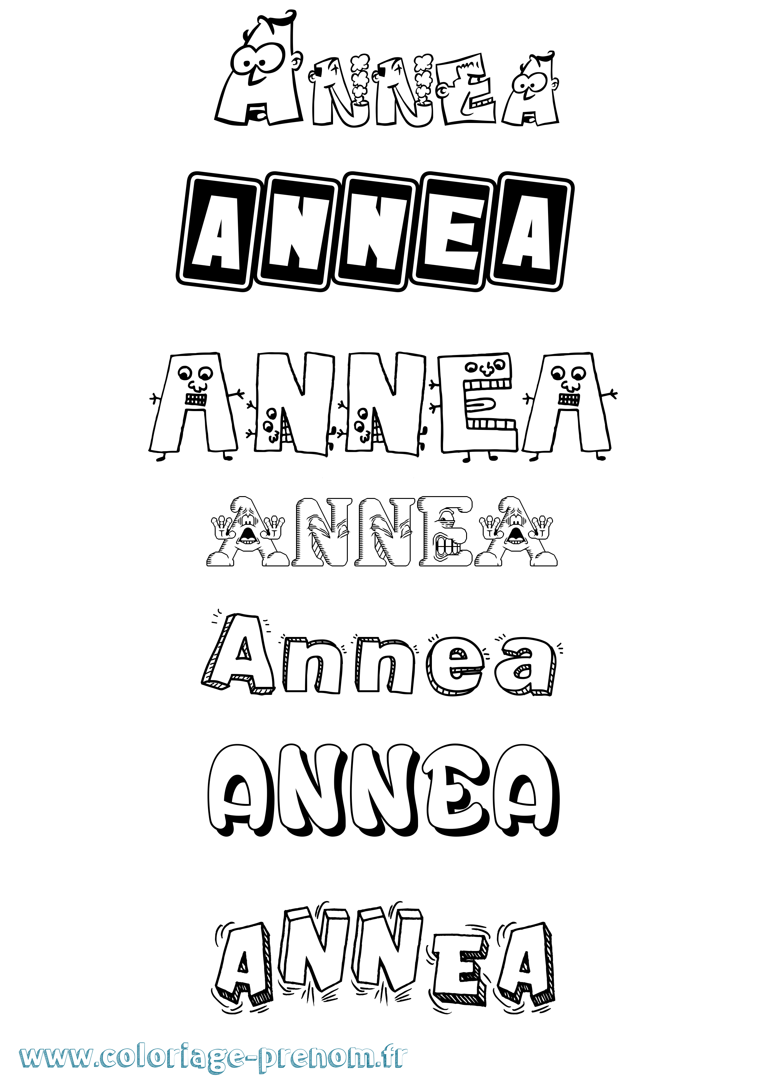 Coloriage prénom Annea Fun