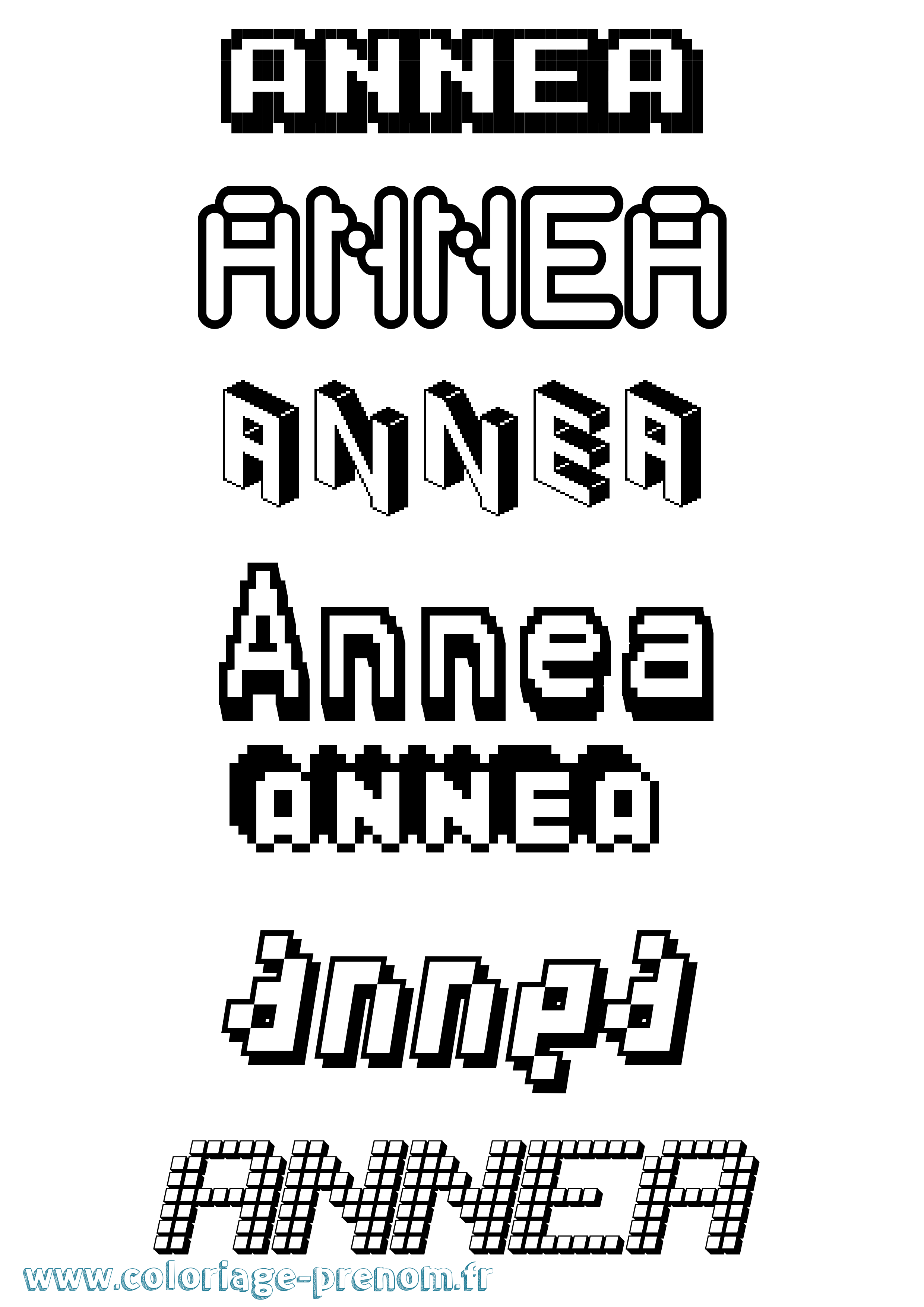 Coloriage prénom Annea Pixel