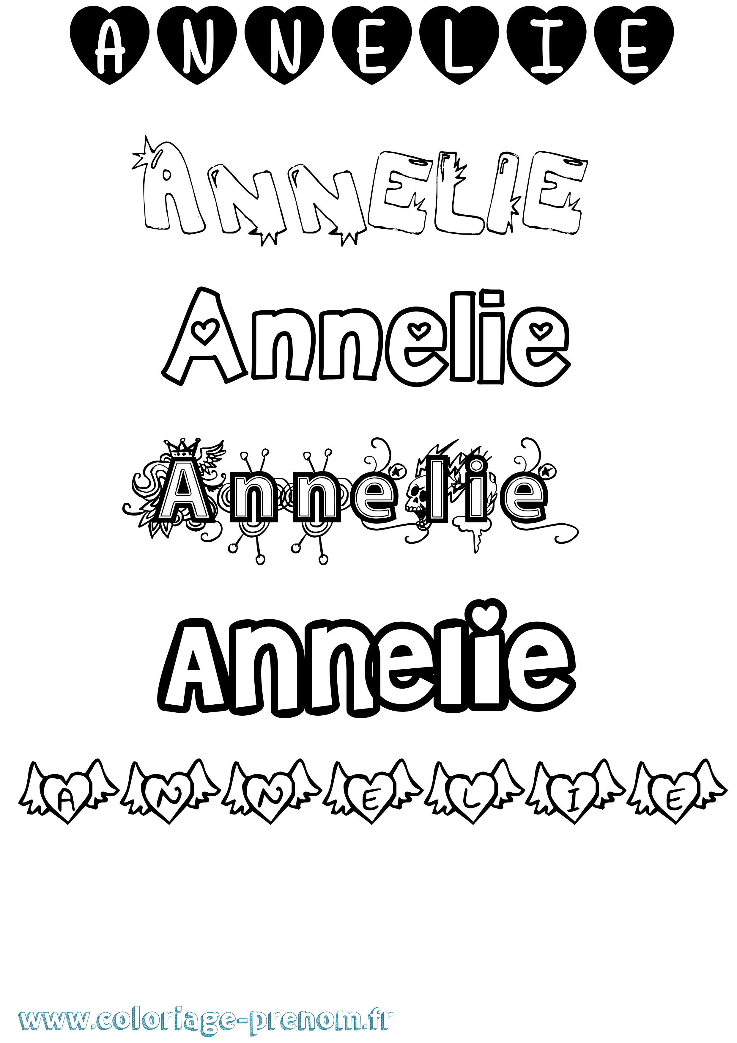 Coloriage prénom Annelie Girly