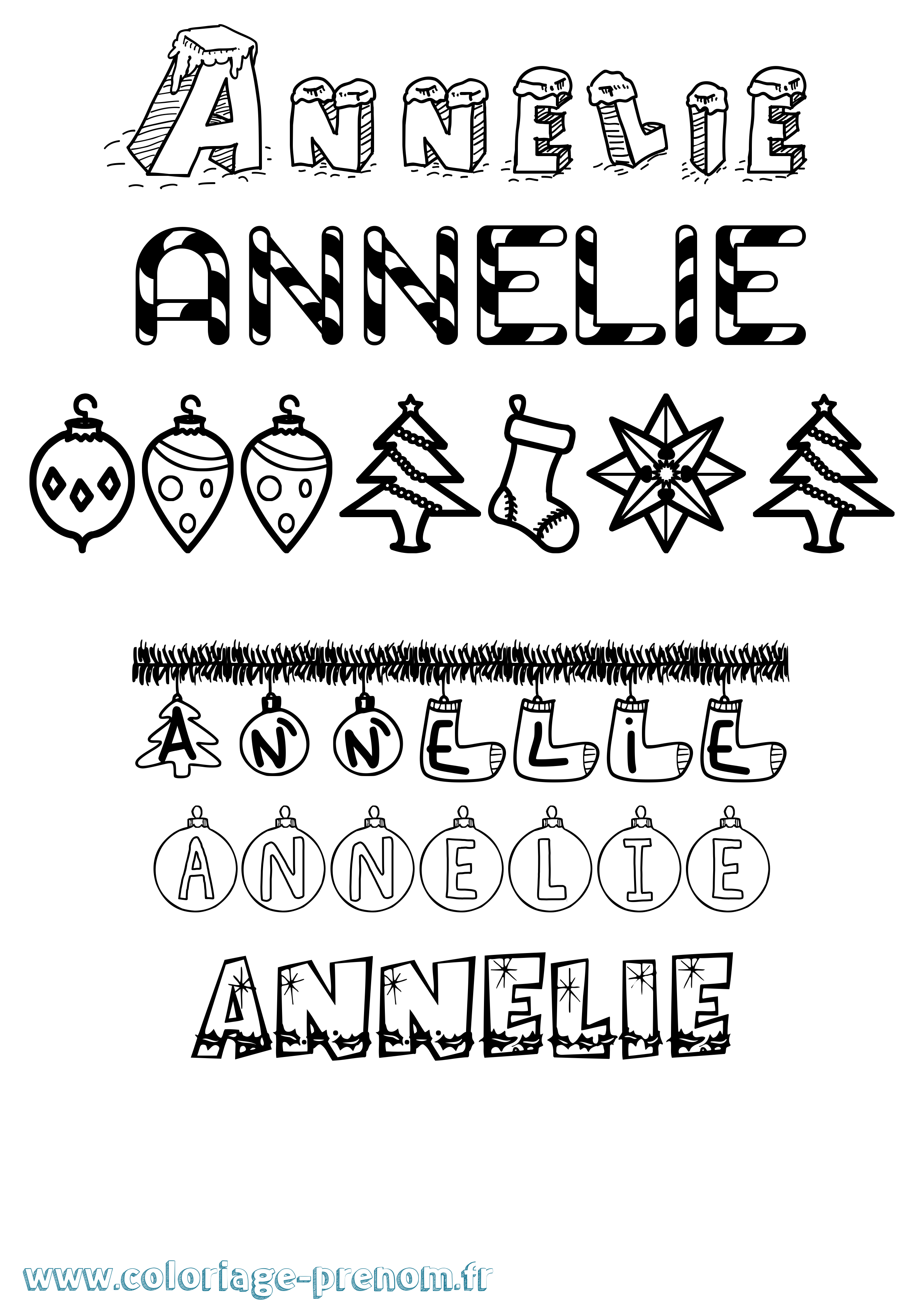 Coloriage prénom Annelie Noël