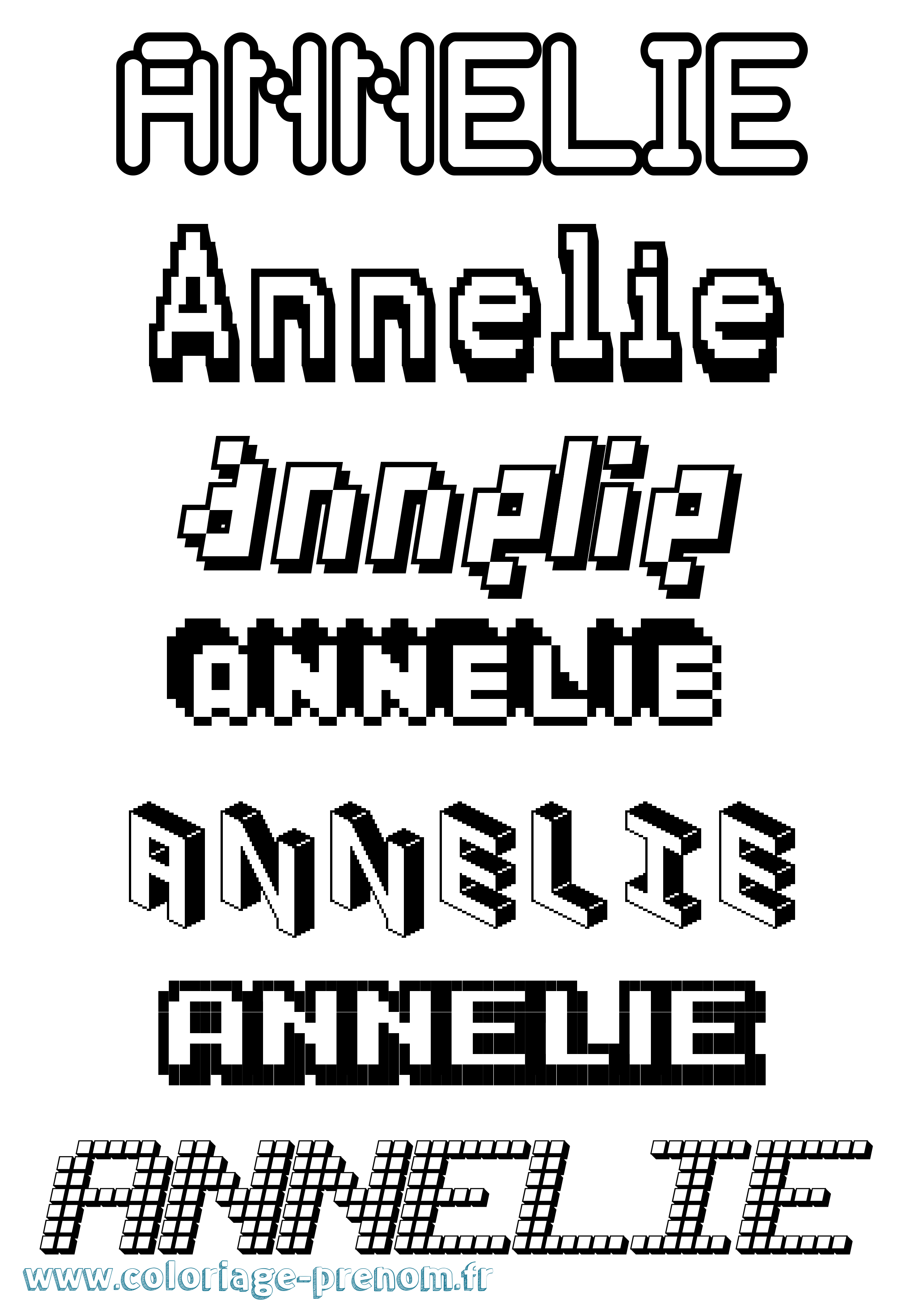 Coloriage prénom Annelie Pixel