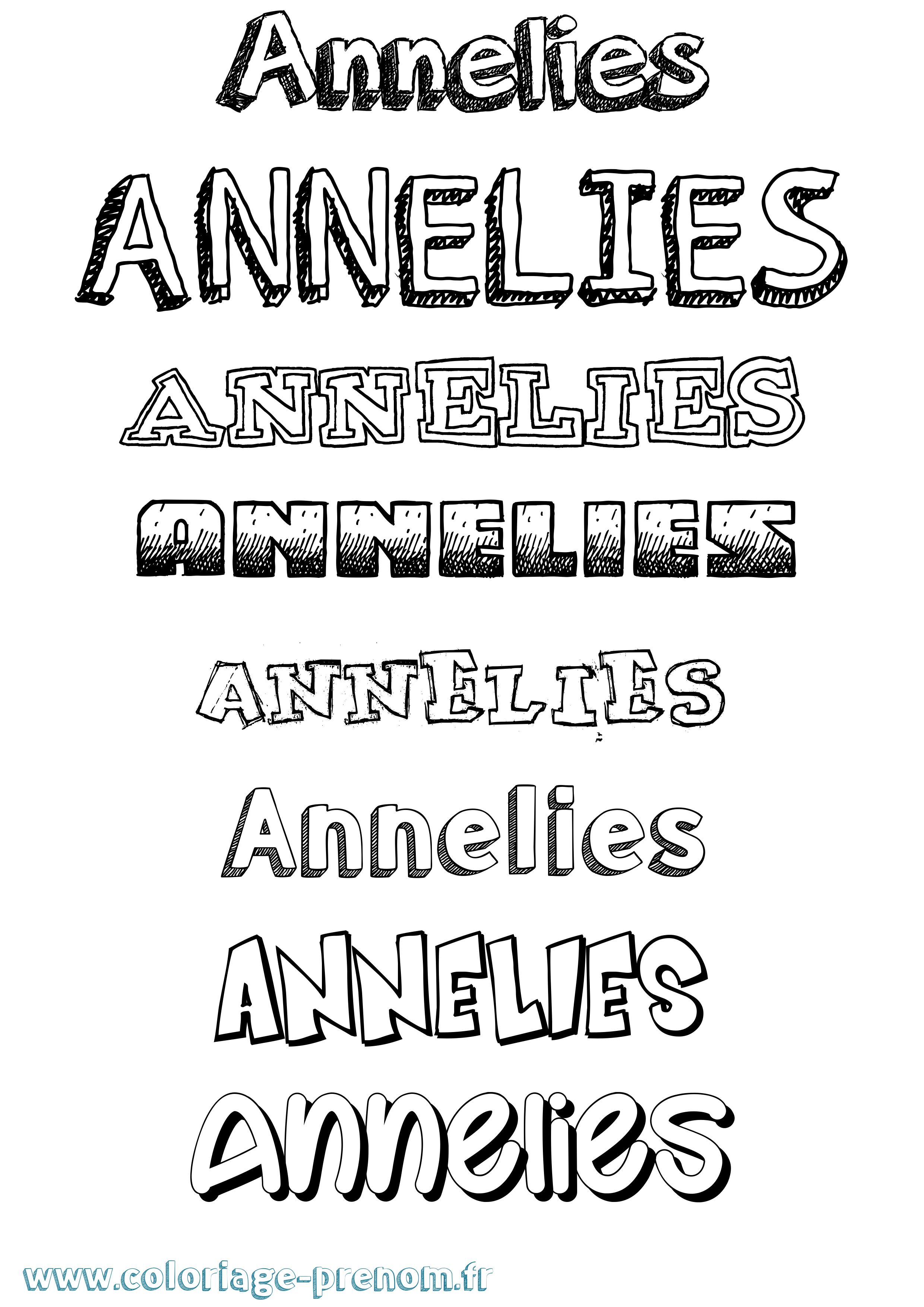 Coloriage prénom Annelies Dessiné