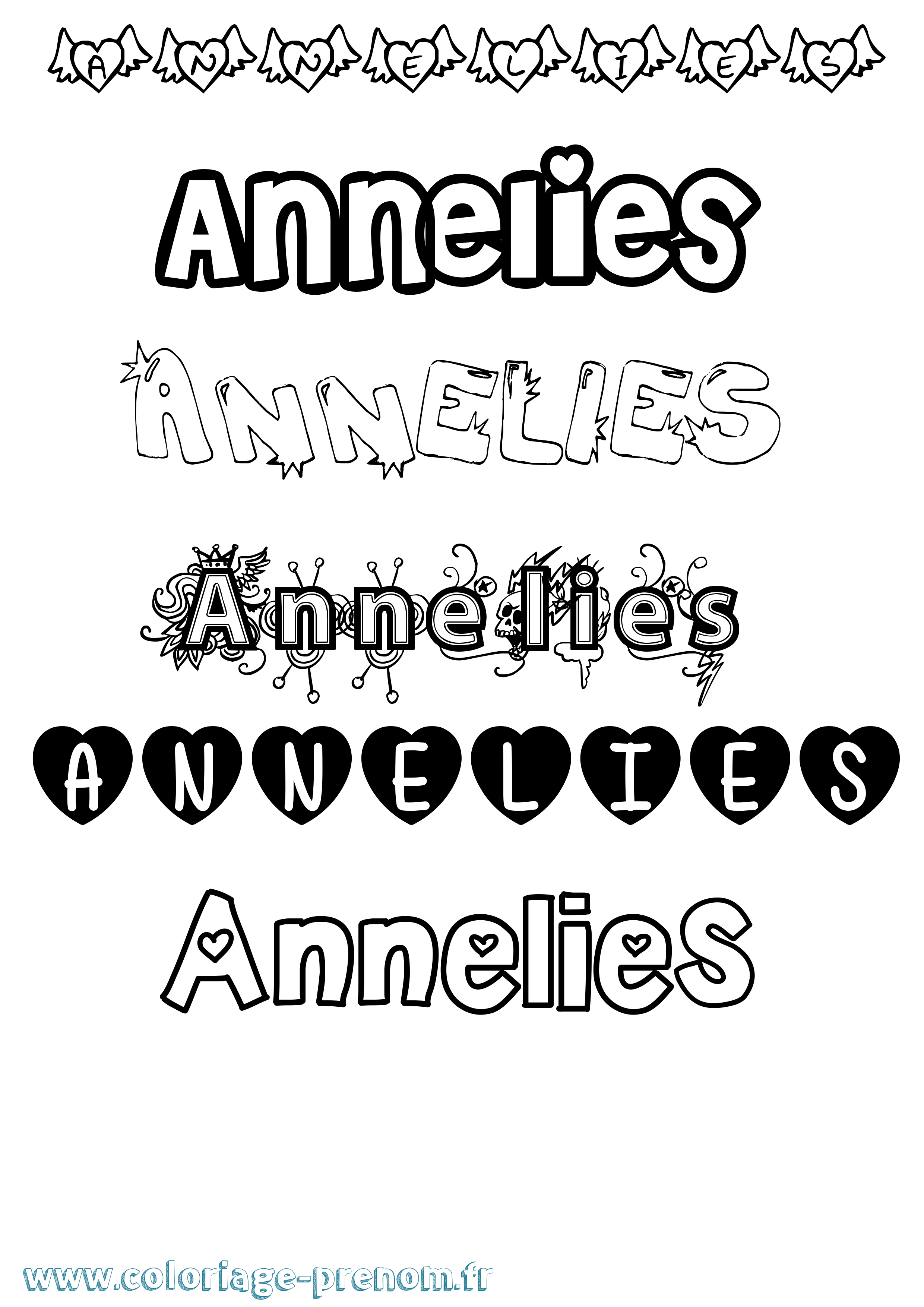 Coloriage prénom Annelies Girly
