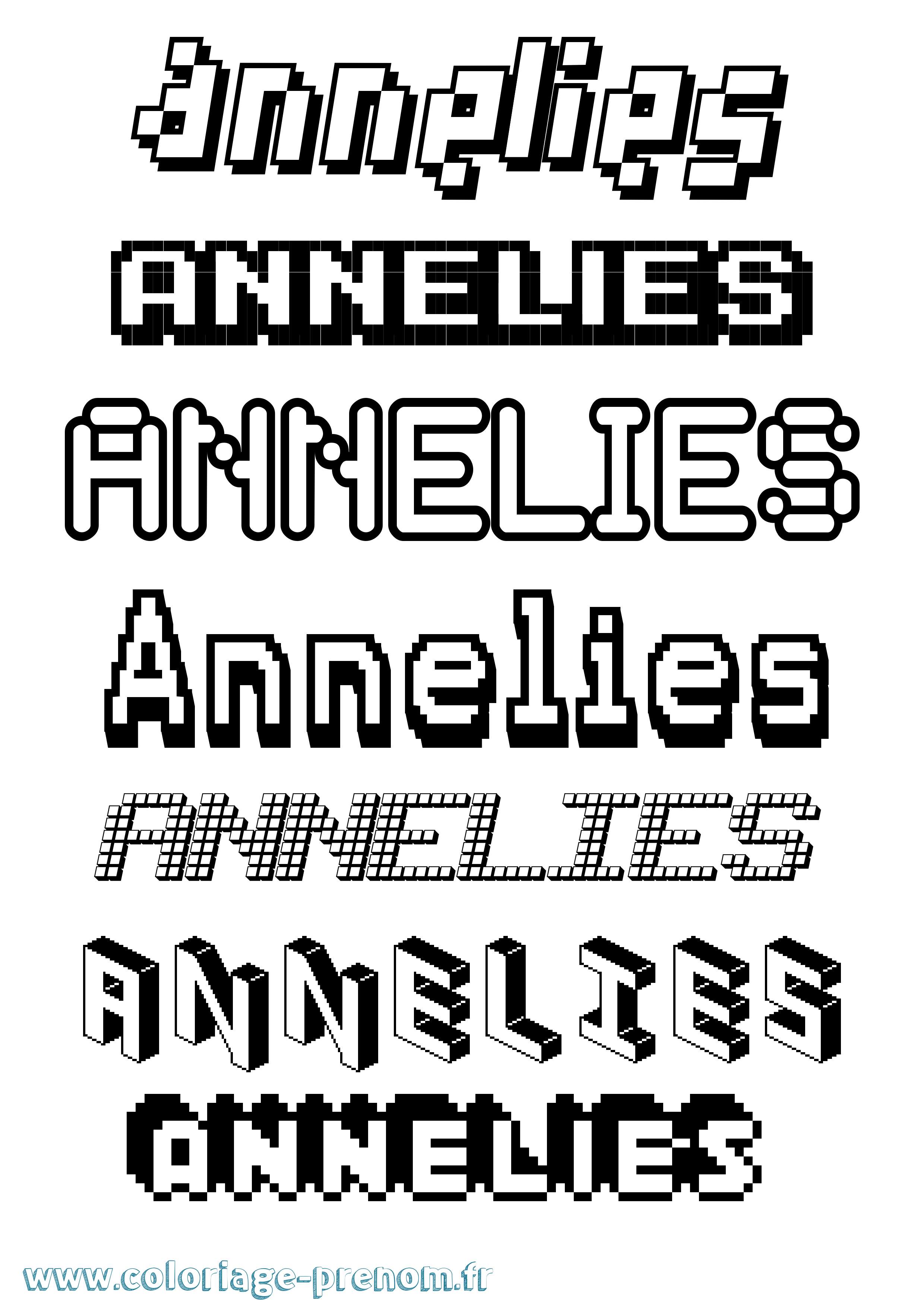 Coloriage prénom Annelies Pixel