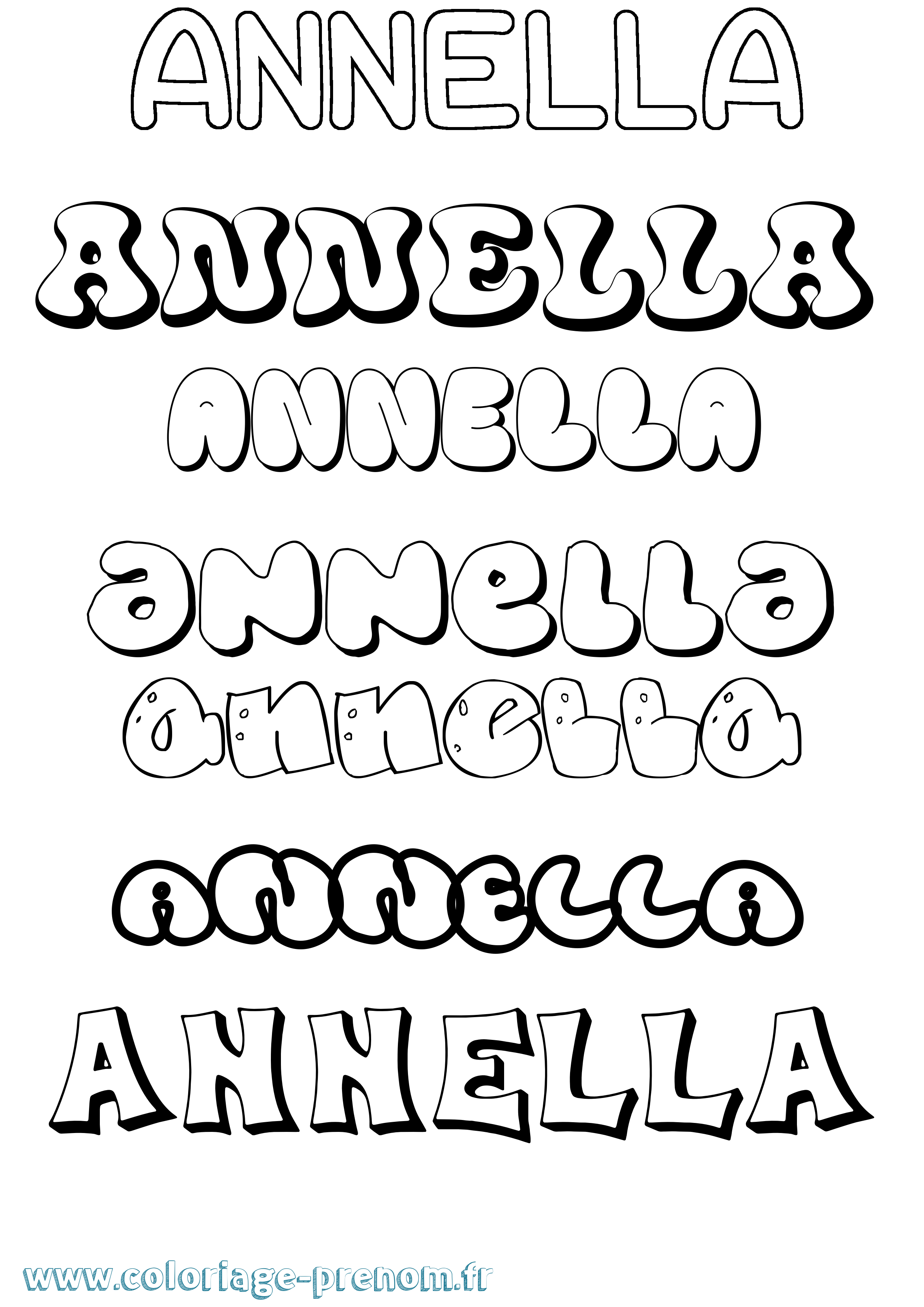 Coloriage prénom Annella Bubble