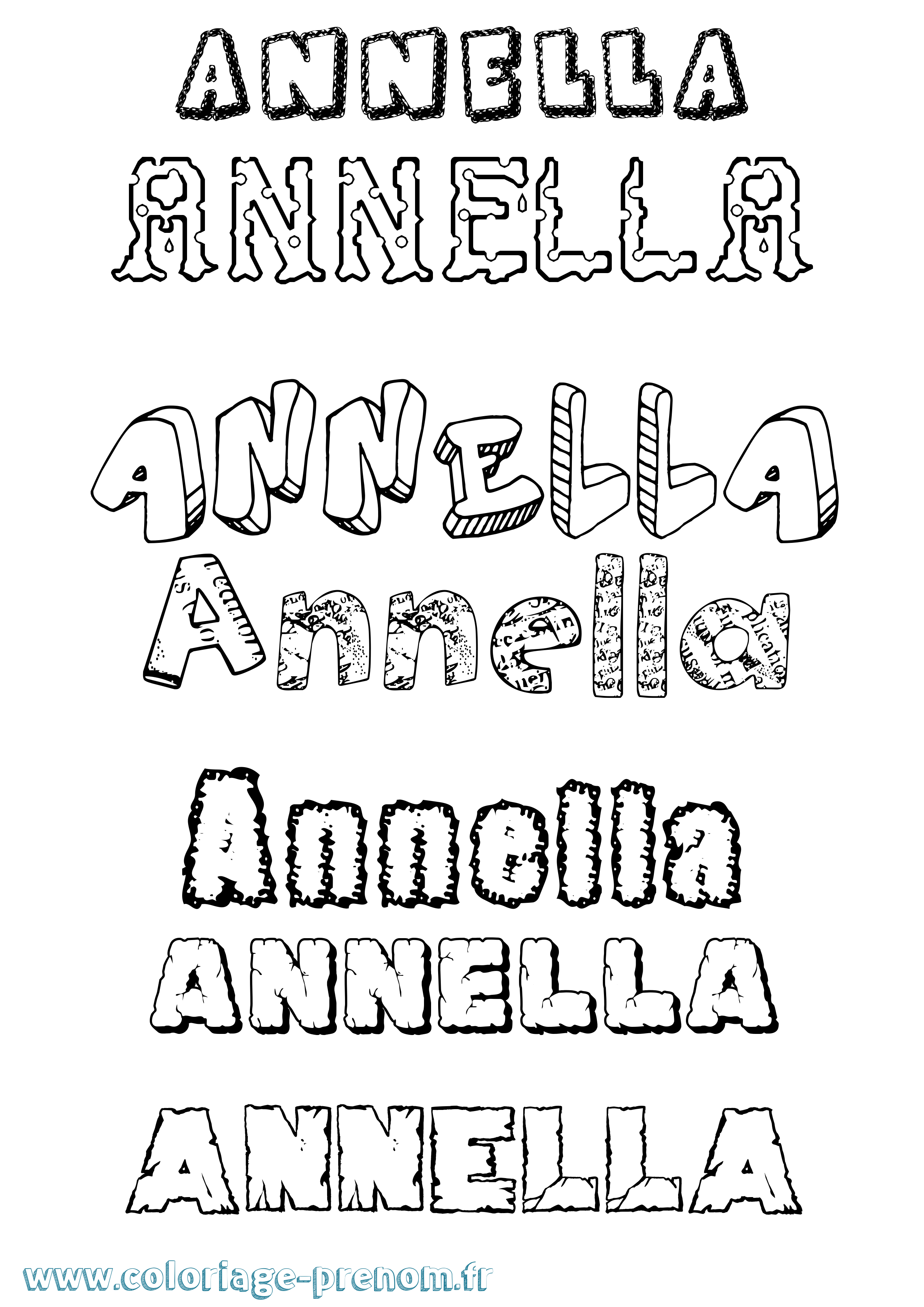 Coloriage prénom Annella Destructuré