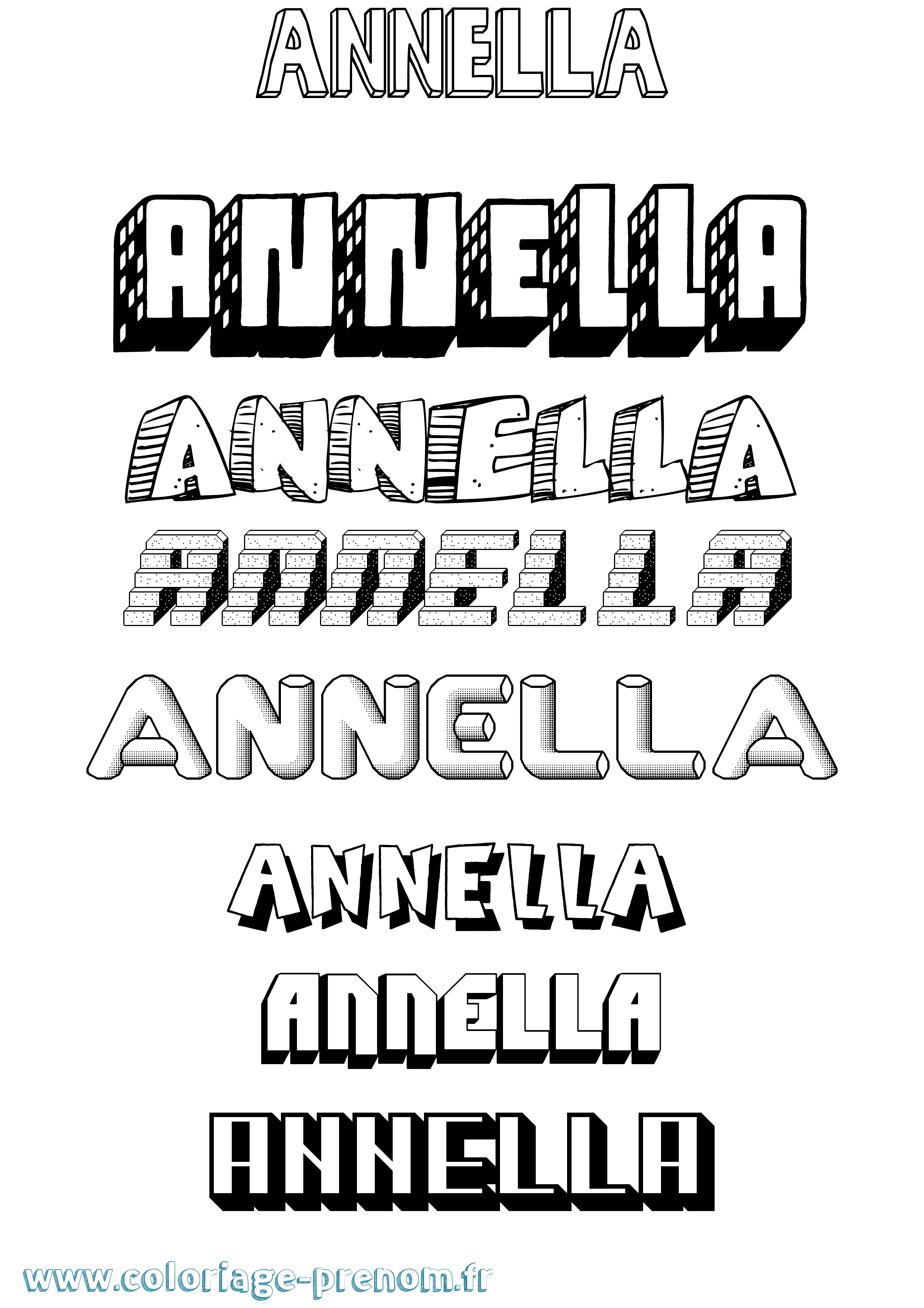 Coloriage prénom Annella Effet 3D