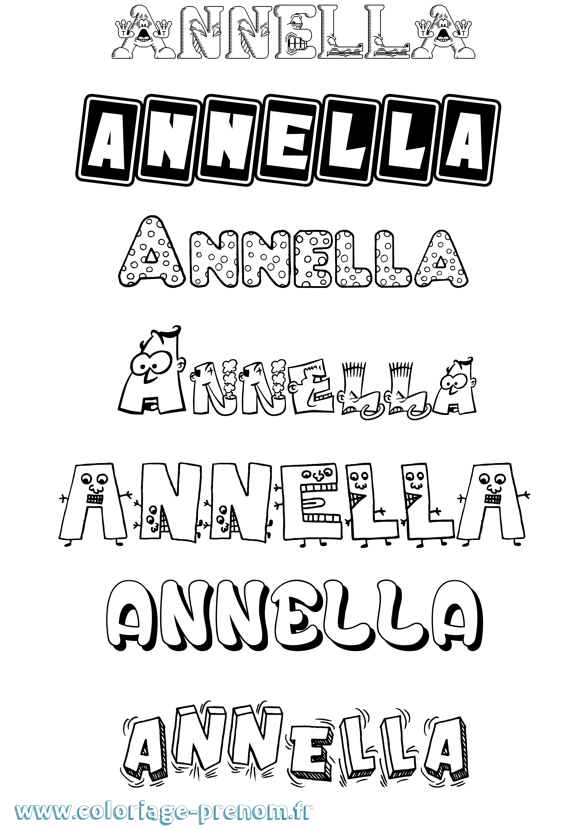 Coloriage prénom Annella Fun