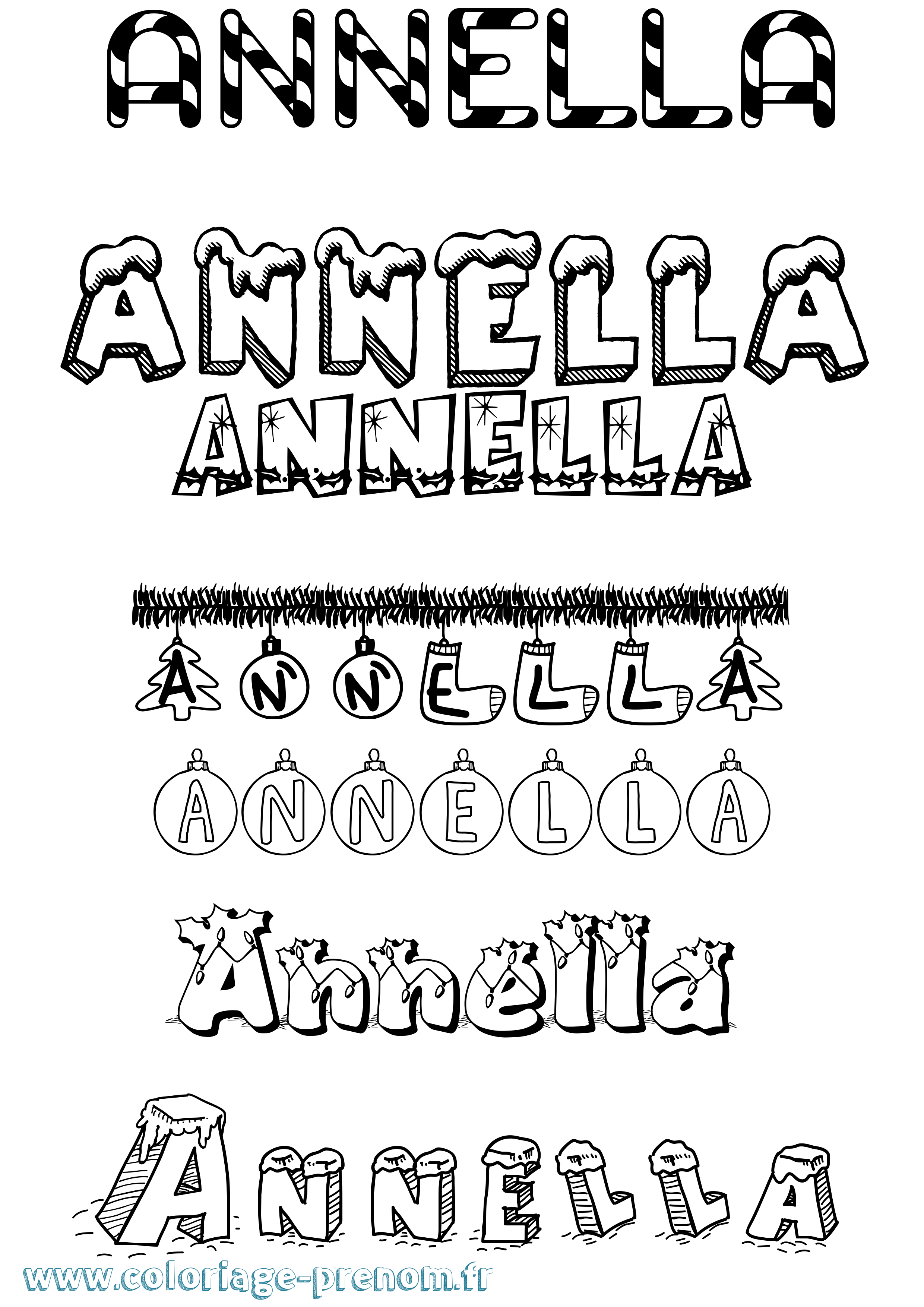 Coloriage prénom Annella Noël