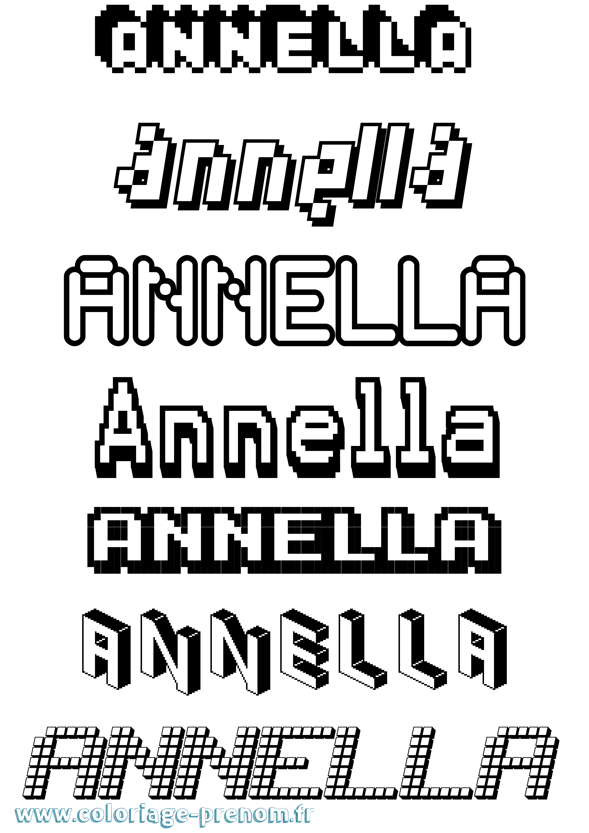 Coloriage prénom Annella Pixel