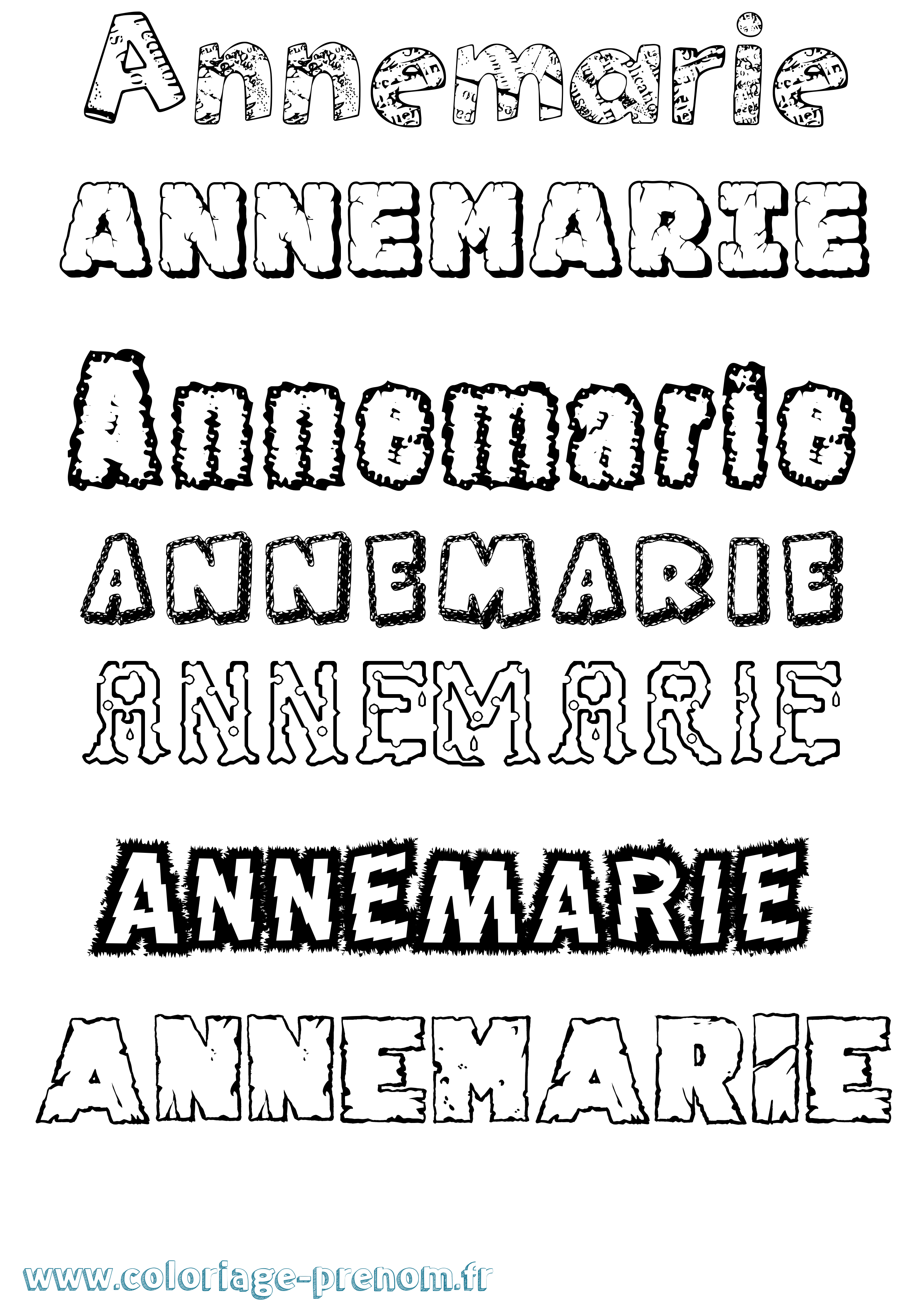 Coloriage prénom Annemarie Destructuré