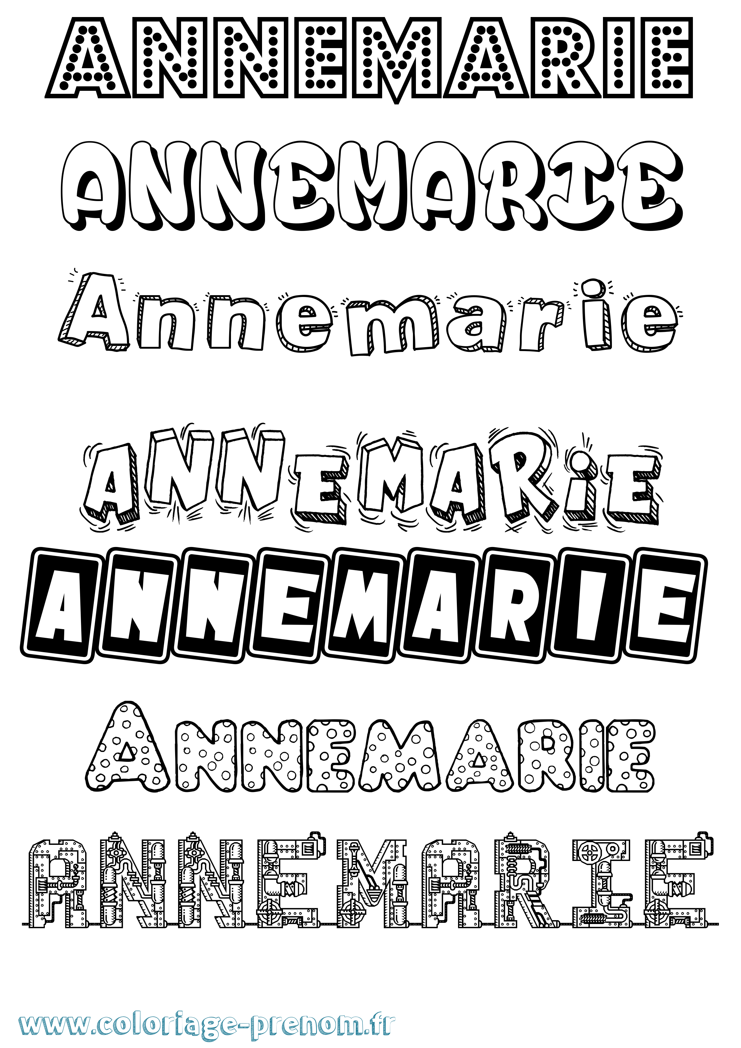 Coloriage prénom Annemarie Fun