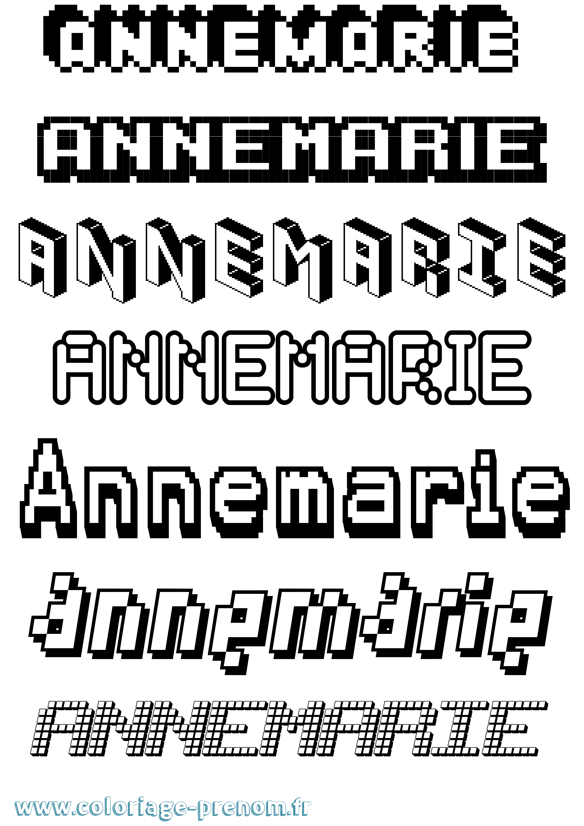 Coloriage prénom Annemarie Pixel