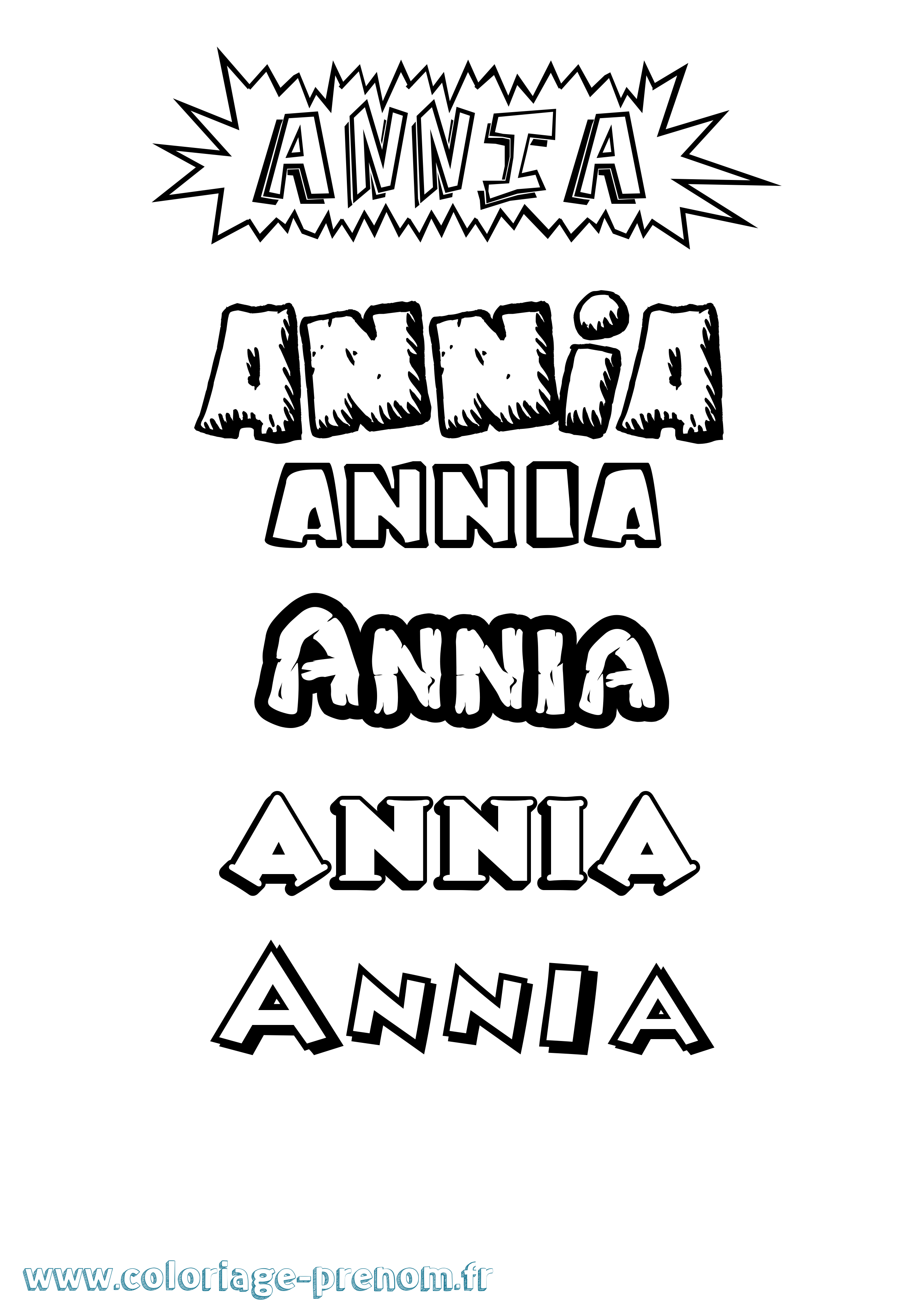 Coloriage prénom Annia Dessin Animé