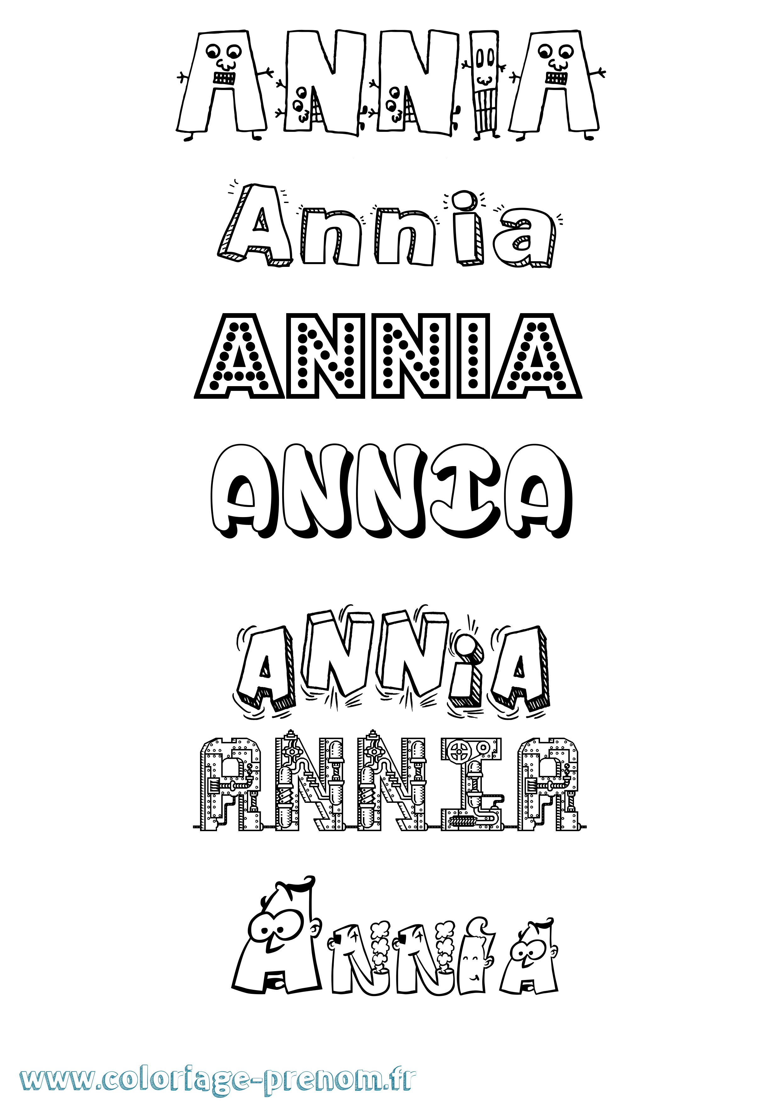 Coloriage prénom Annia Fun