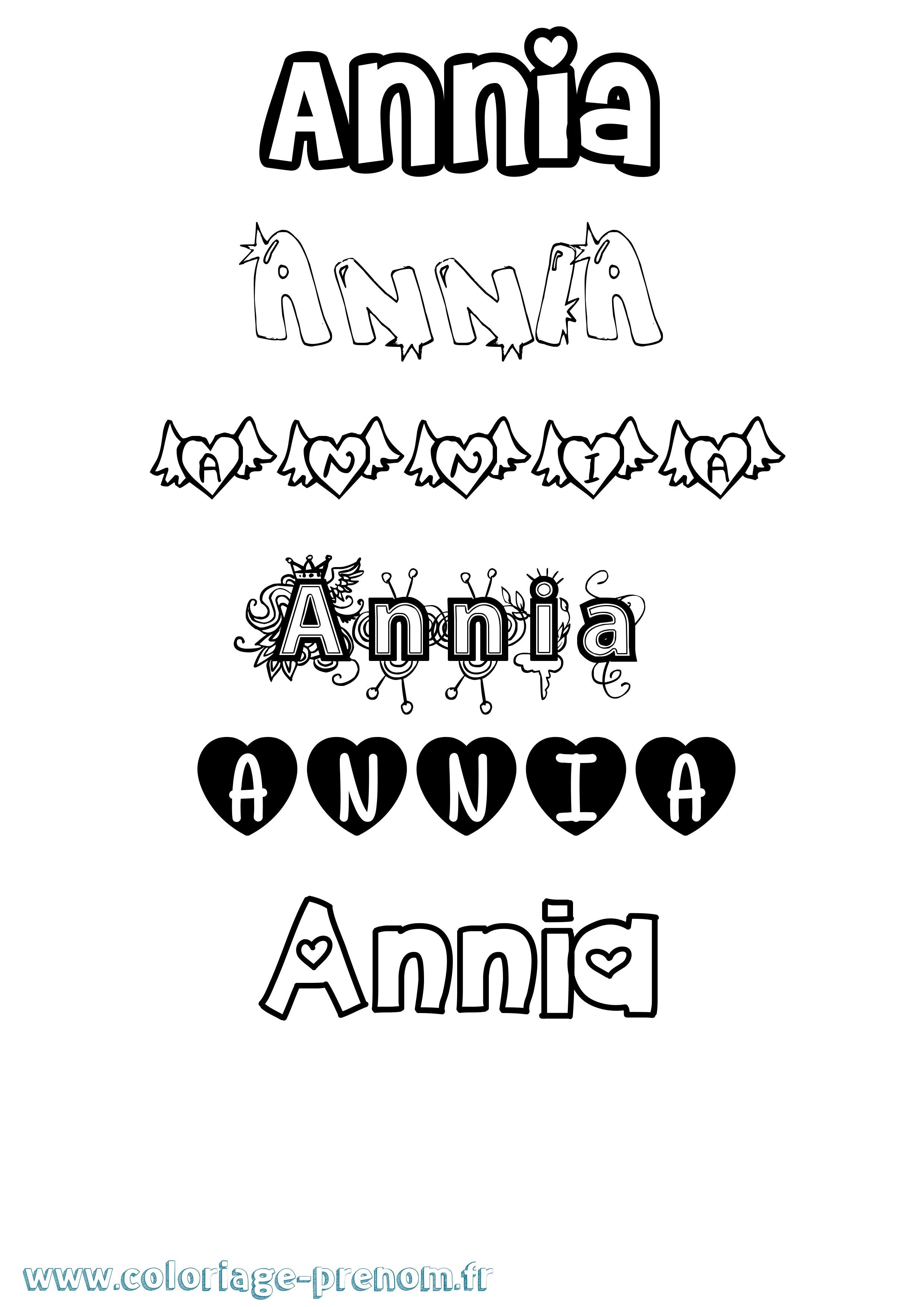 Coloriage prénom Annia Girly