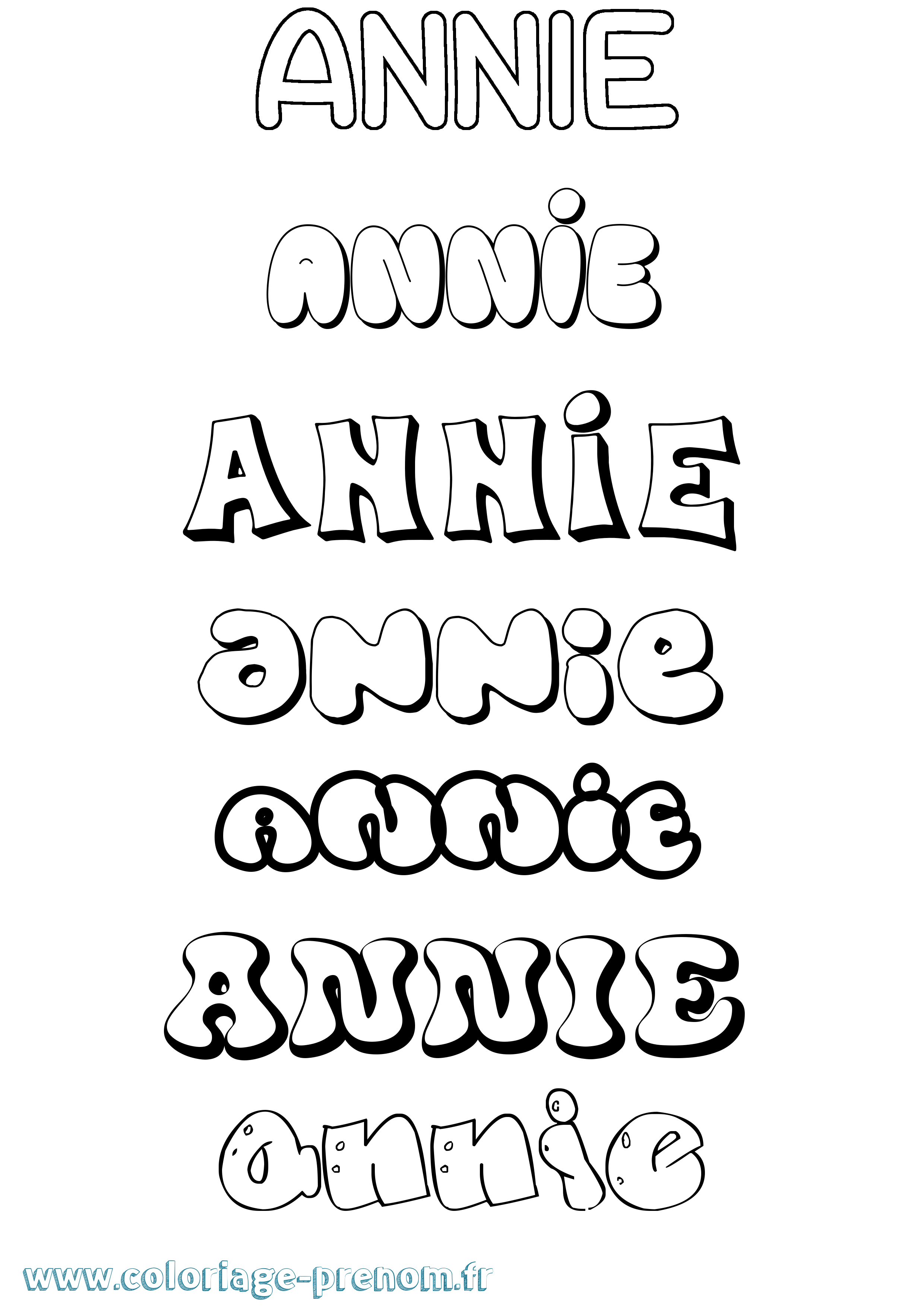 Coloriage prénom Annie Bubble