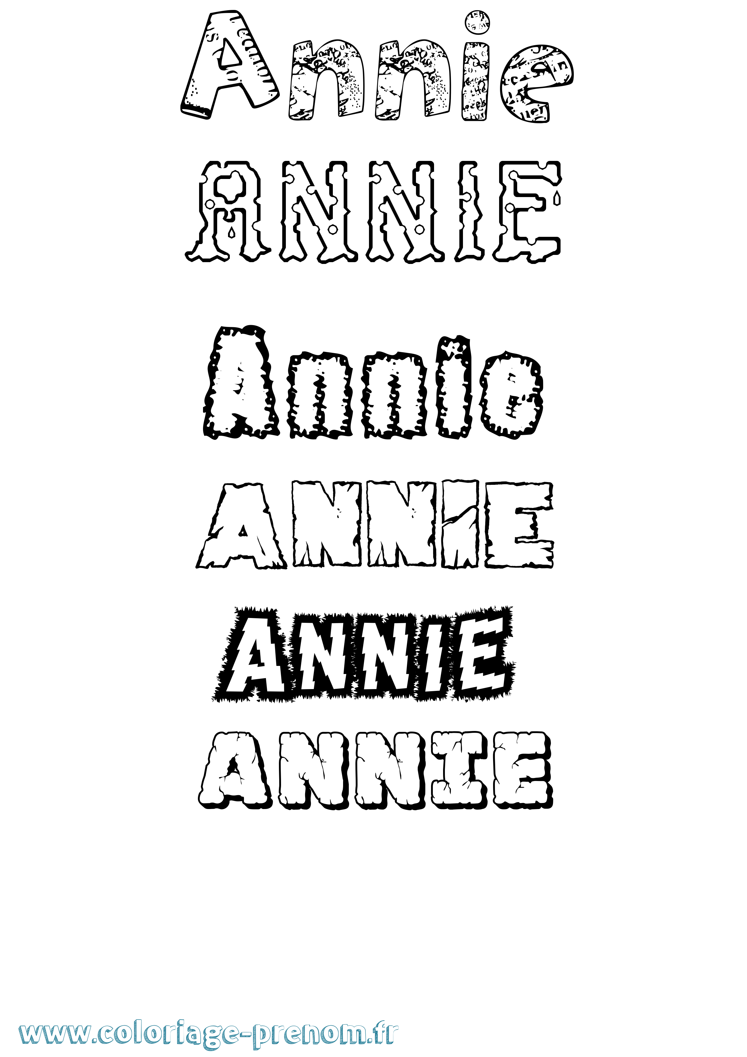 Coloriage prénom Annie Destructuré